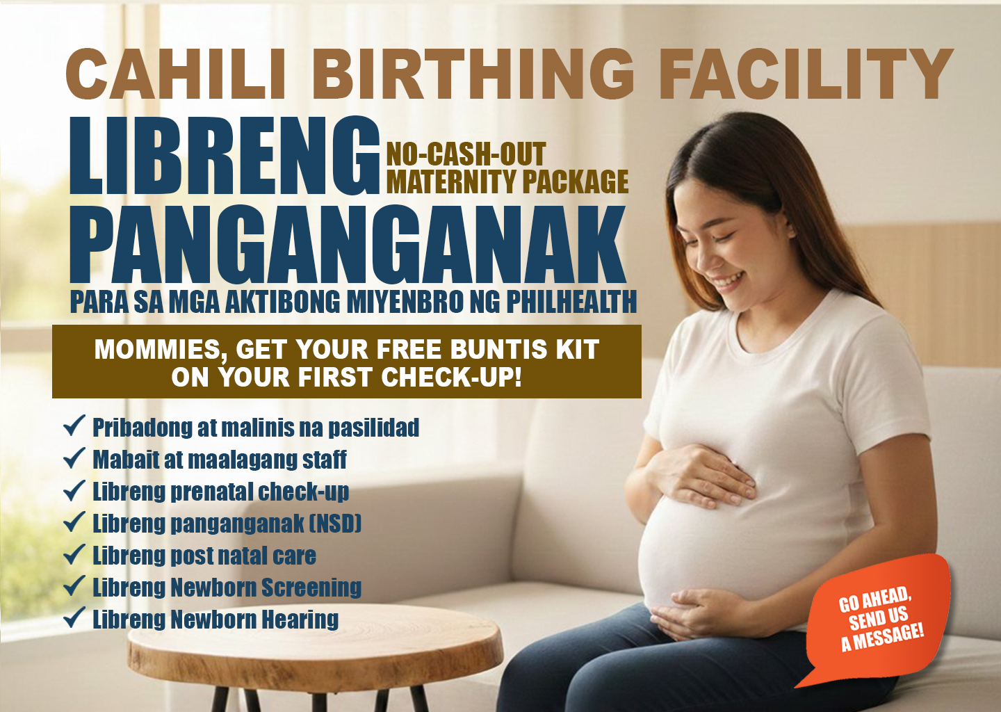 Cahili Birthing Facility Facebook ad: GOOD NEWS! MOMMIES