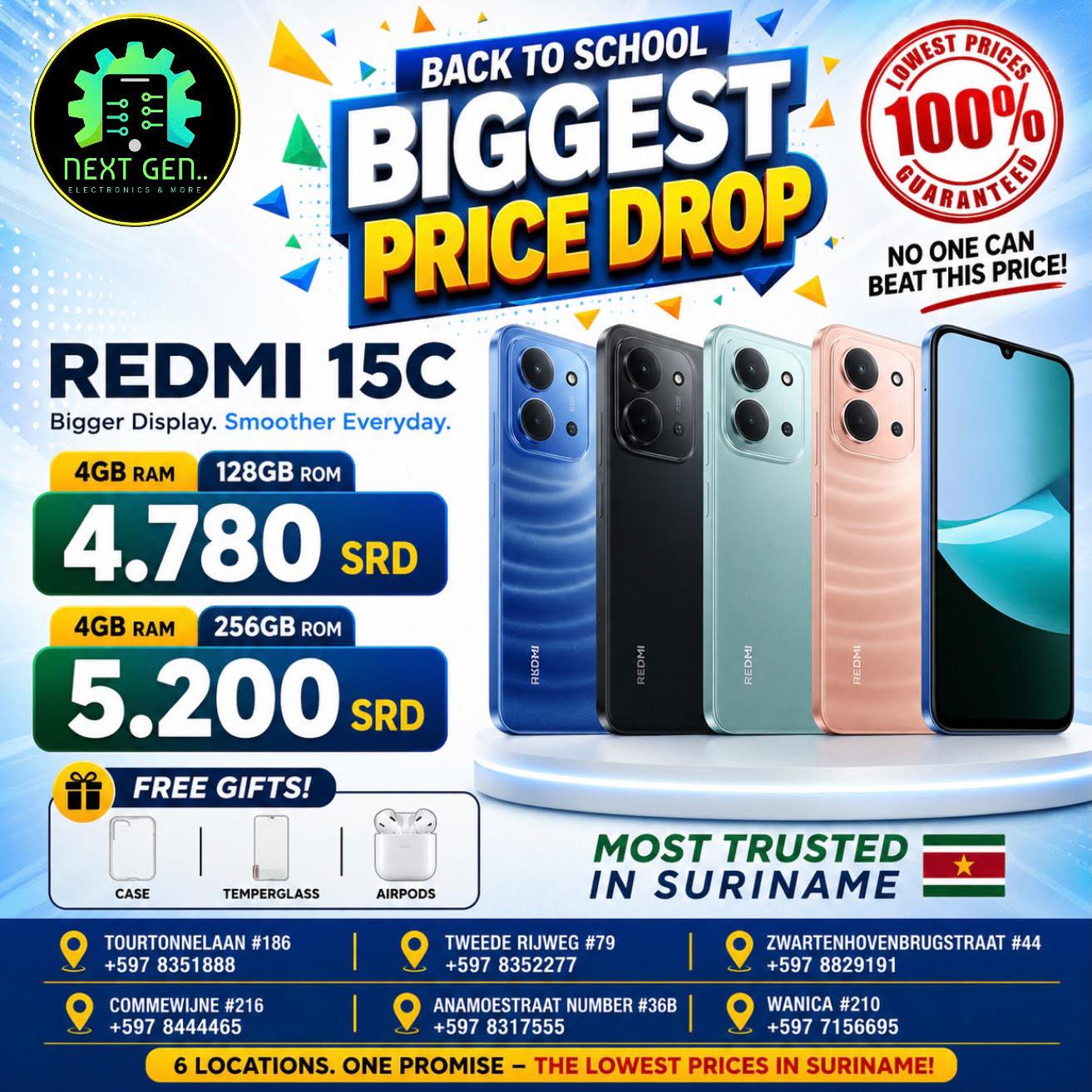Next Gen Electronics N.V Facebook ad: BACK TO SCHOOL BIGGEST PRICE DROP!