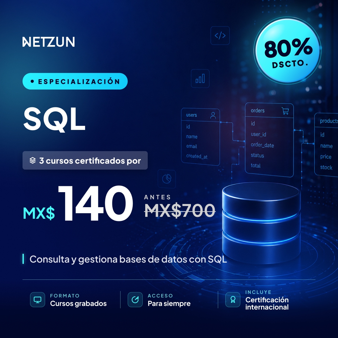 Netzun Facebook ad: Especialización en SQL