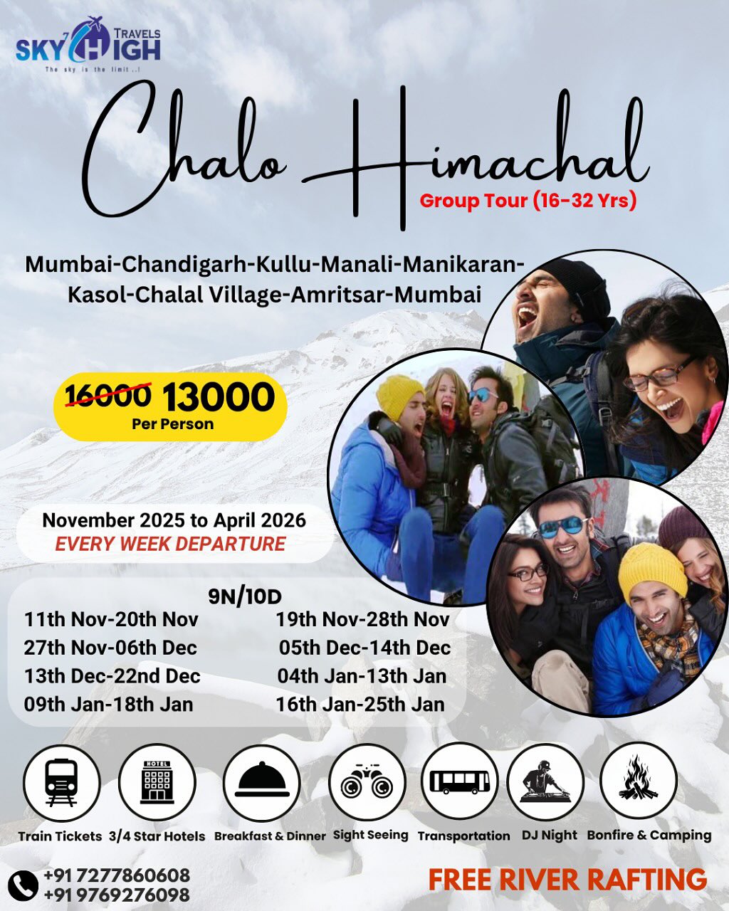 Sky High Travels Facebook ad: SNOW SNOW SNOW IN MANALI