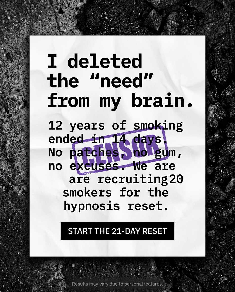 Hypnosis to Stop Smoking Facebook ad