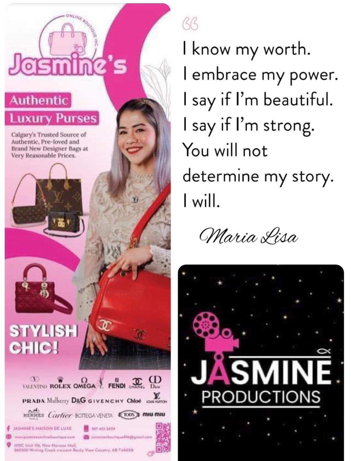 Jasmine's Maison de Luxe Inc. Facebook ad