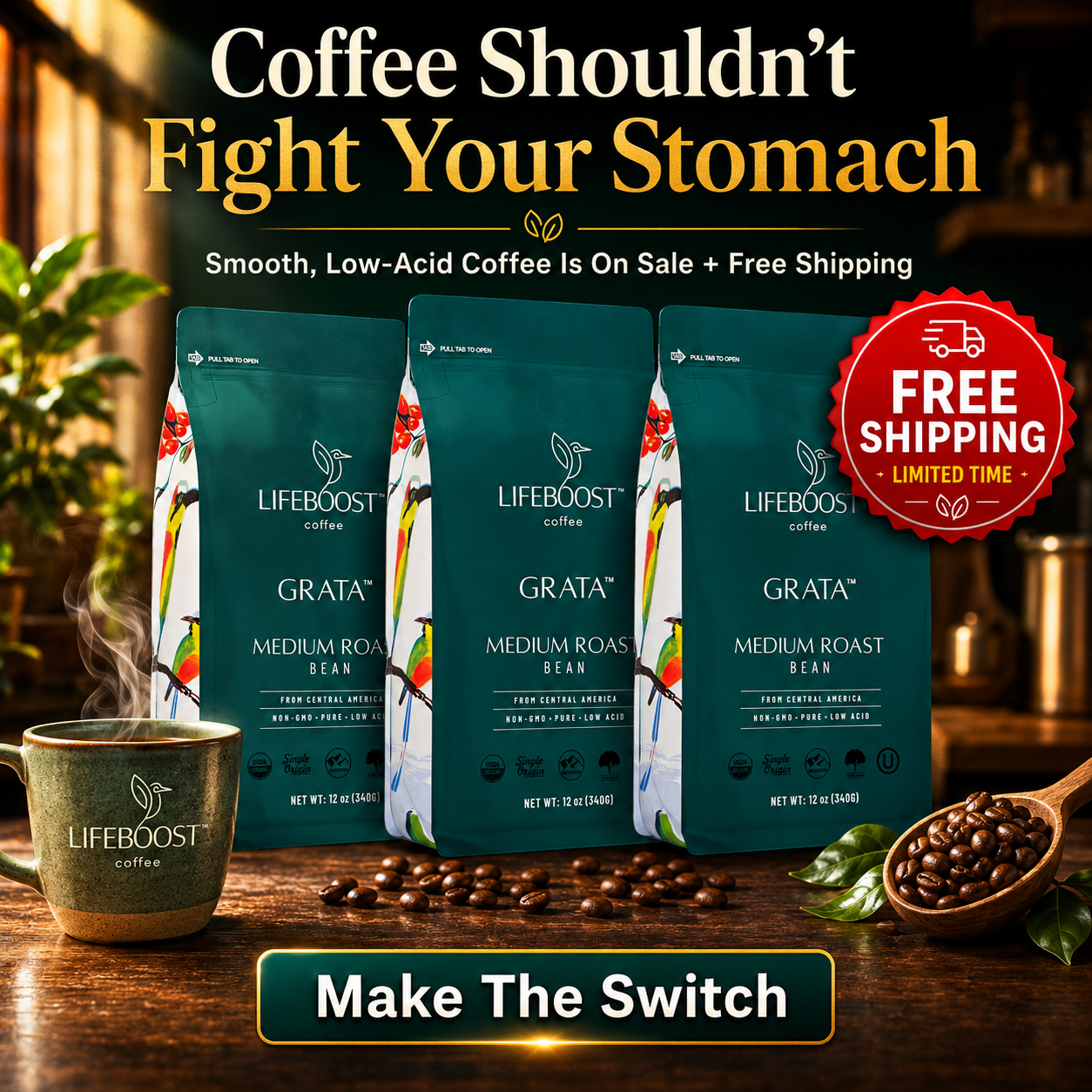 Lifeboost Coffee Facebook ad