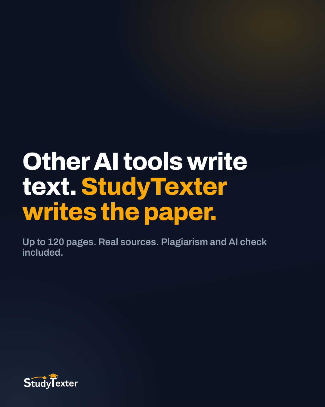 StudyTexter.com Facebook ad: Papers up to 120 pages. Not just text.