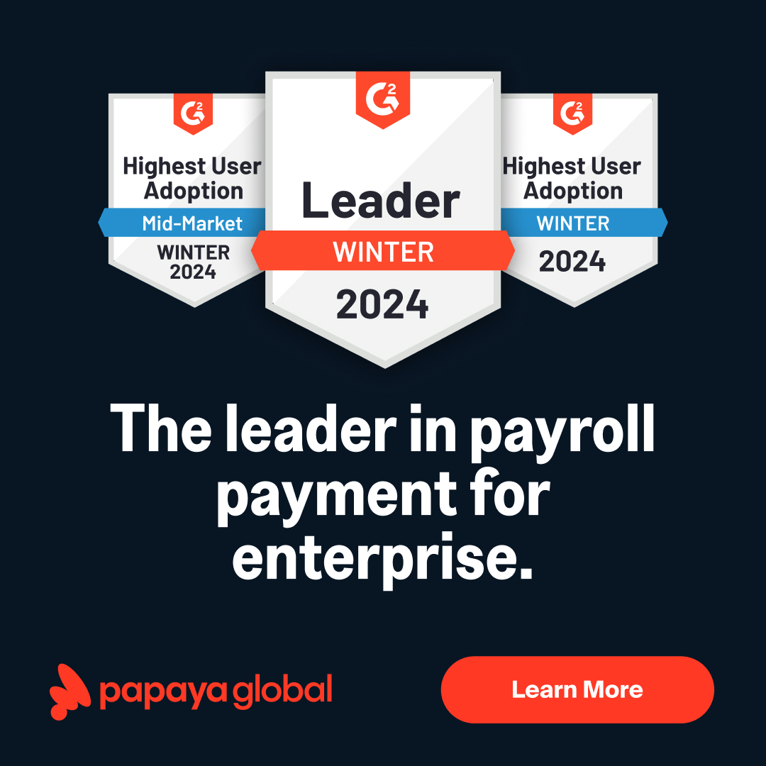 Papaya Global Facebook ad: Leading enterprise-grade payroll & payments