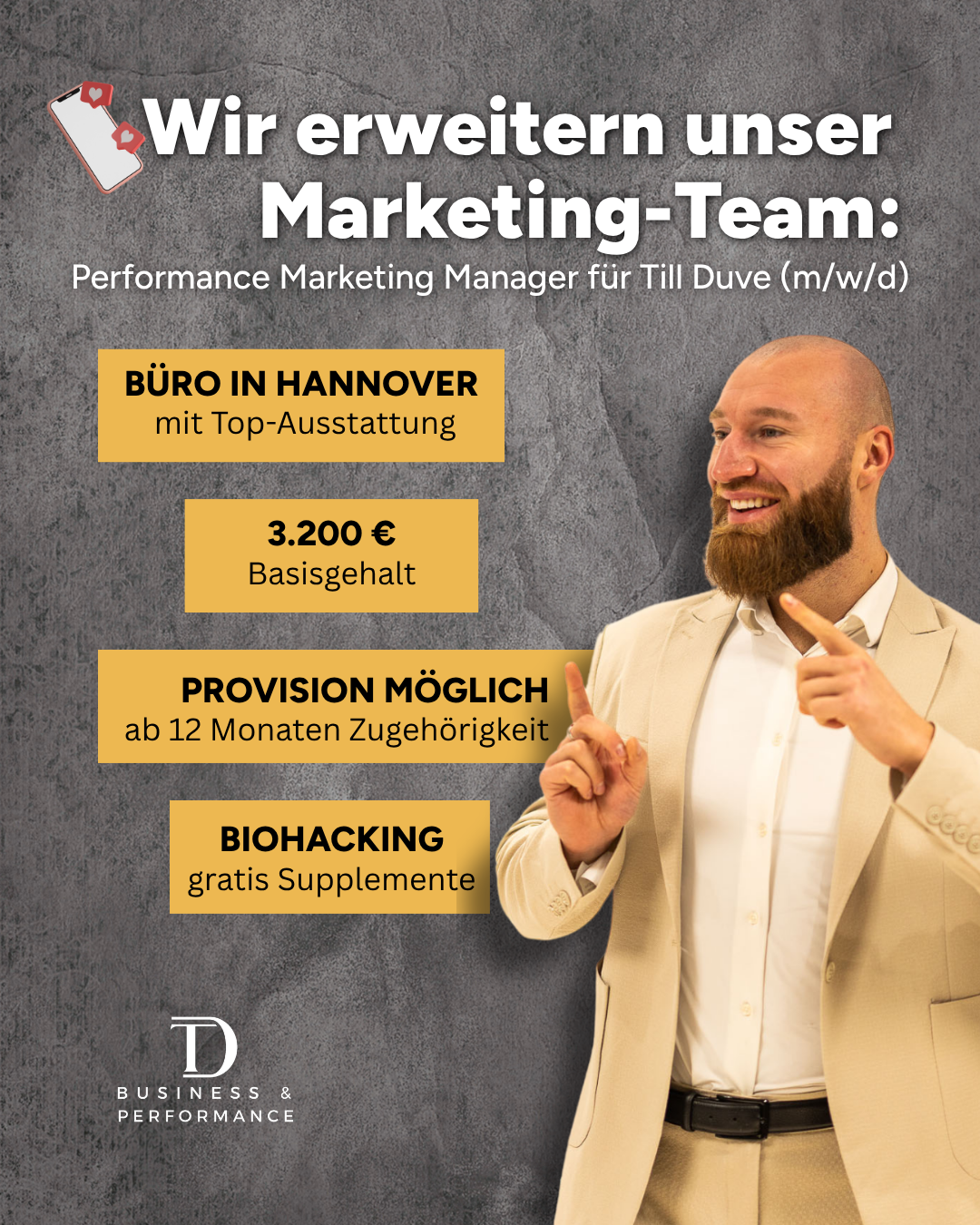Till Duve Facebook ad: Werde Marketing Manager bei Till Duve!