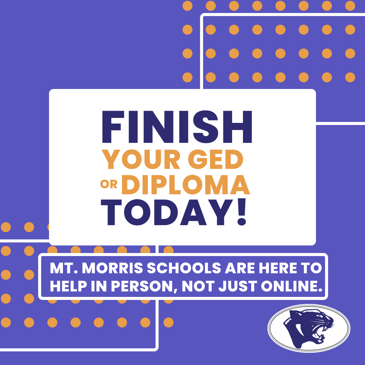 Mt. Morris Adult Education Facebook ad: Looking to get your GED or diploma?