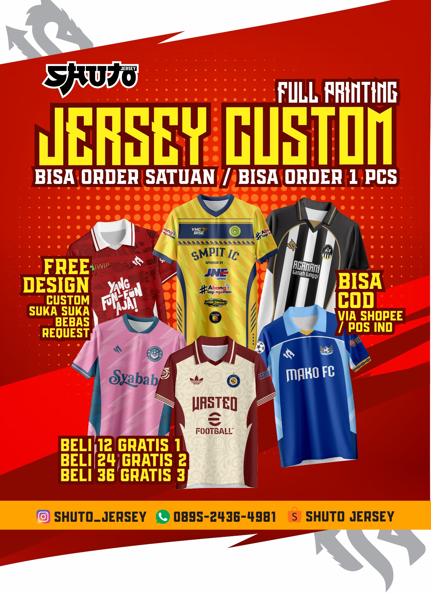 Shuto Jersey Facebook ad: FULL JERSEY PRINTING