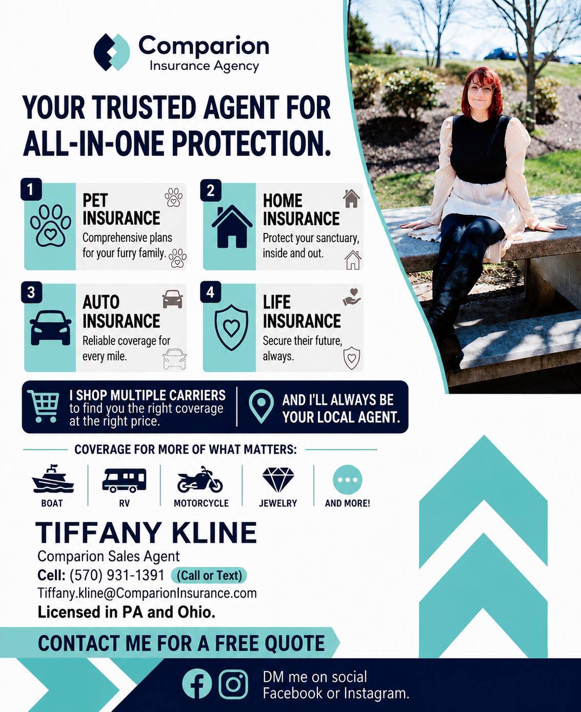 Tiff Kline Comparion Insurance Agent Facebook ad