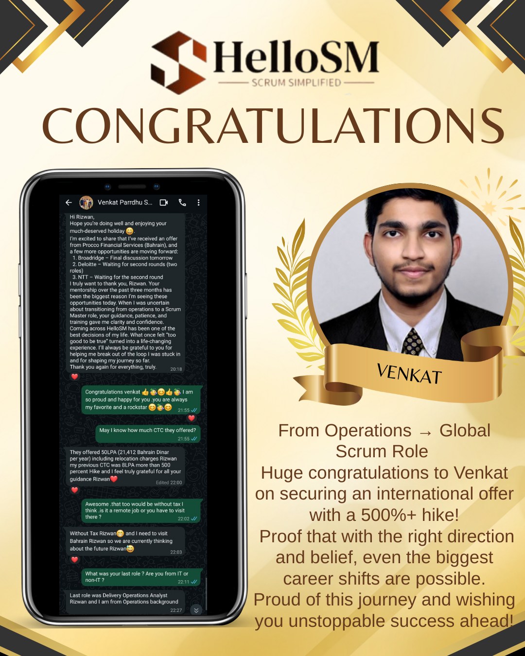 HelloSM Facebook ad: Massive congratulations to Venkat on an extraordinary…