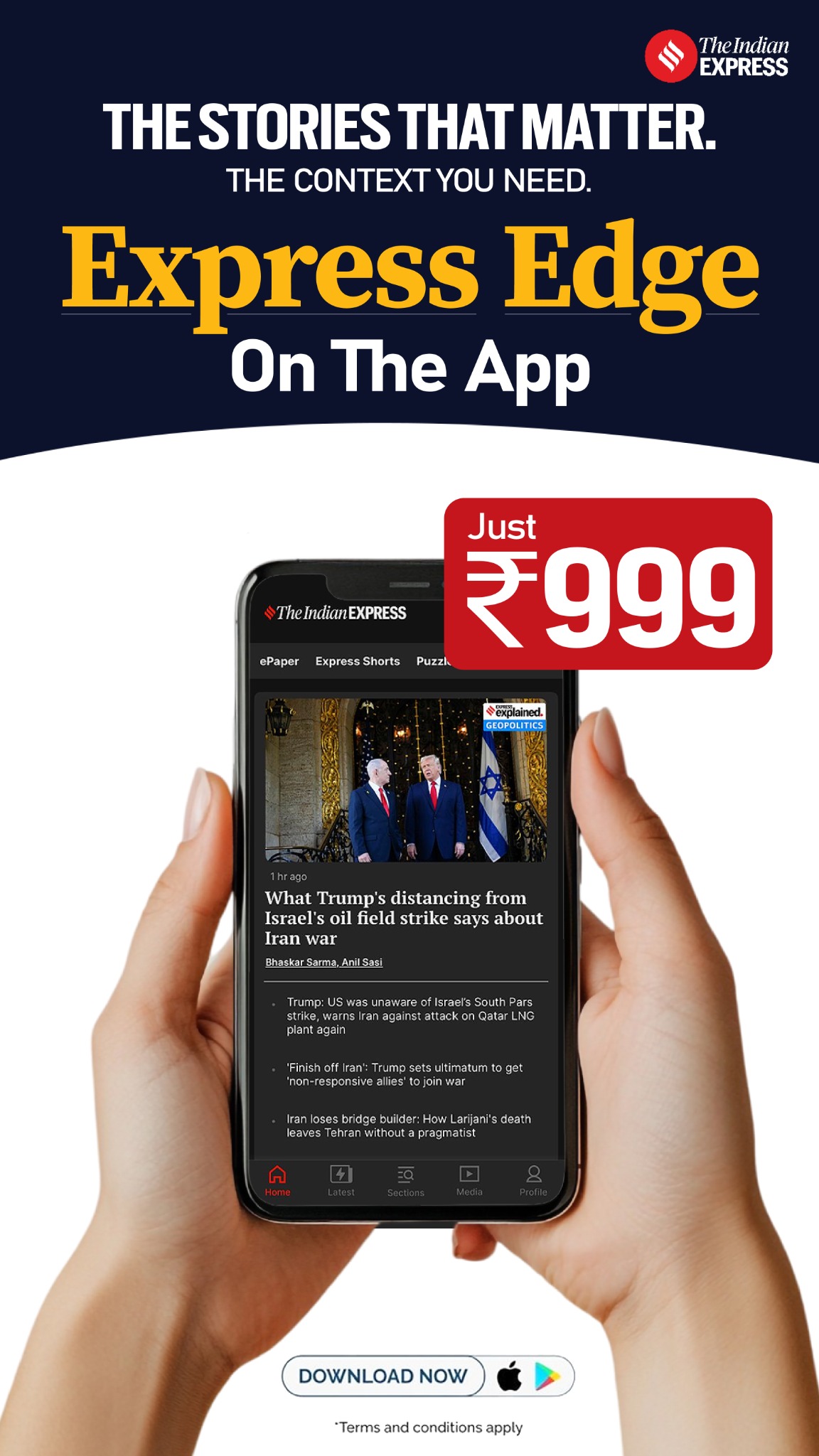 Indian Express Facebook ad from Mar 19, 2026