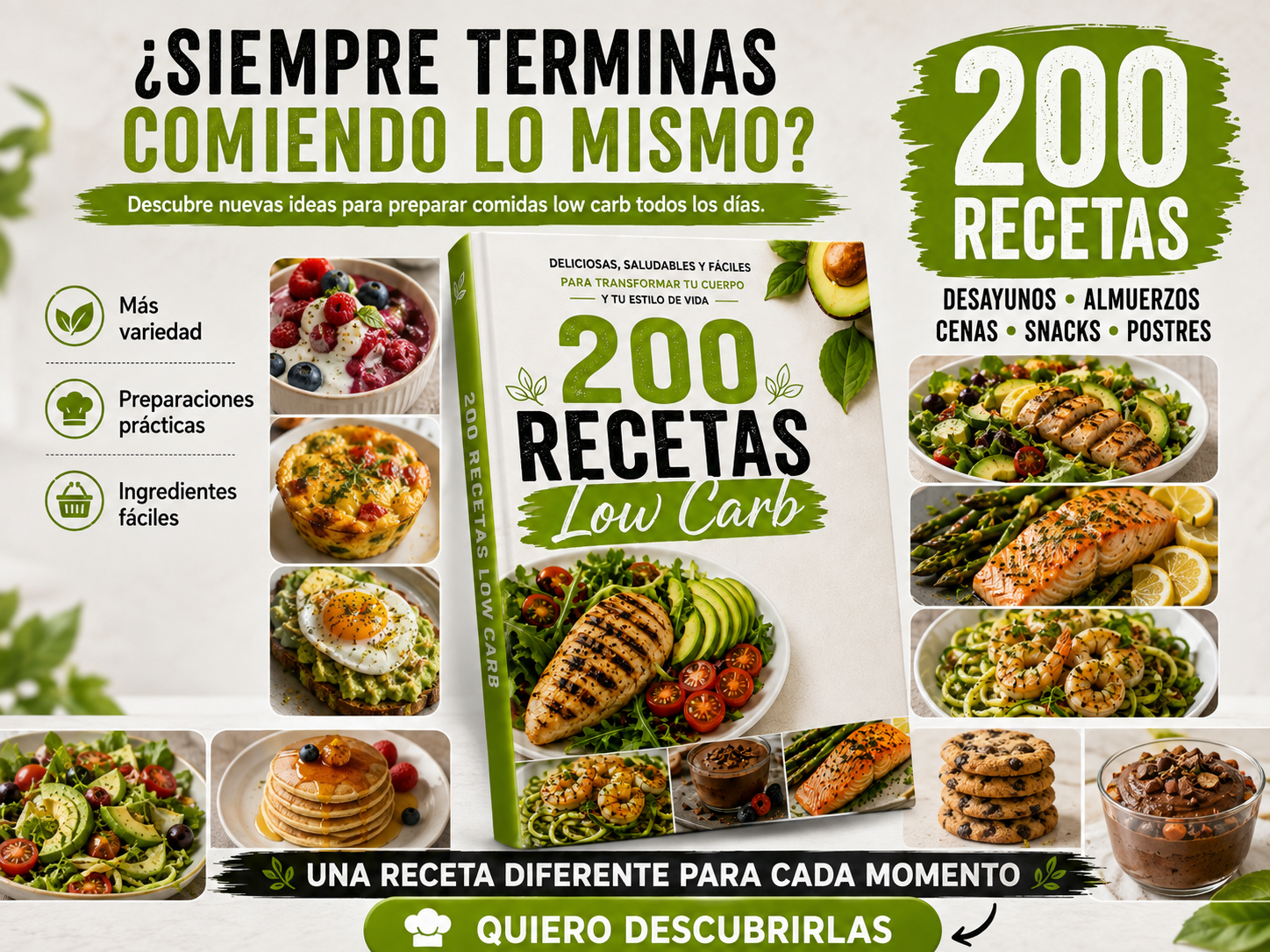 200 Recetas Low carb Facebook ad: 200 RECETAS LOW CARB FÁCILES Y DELICIOSAS