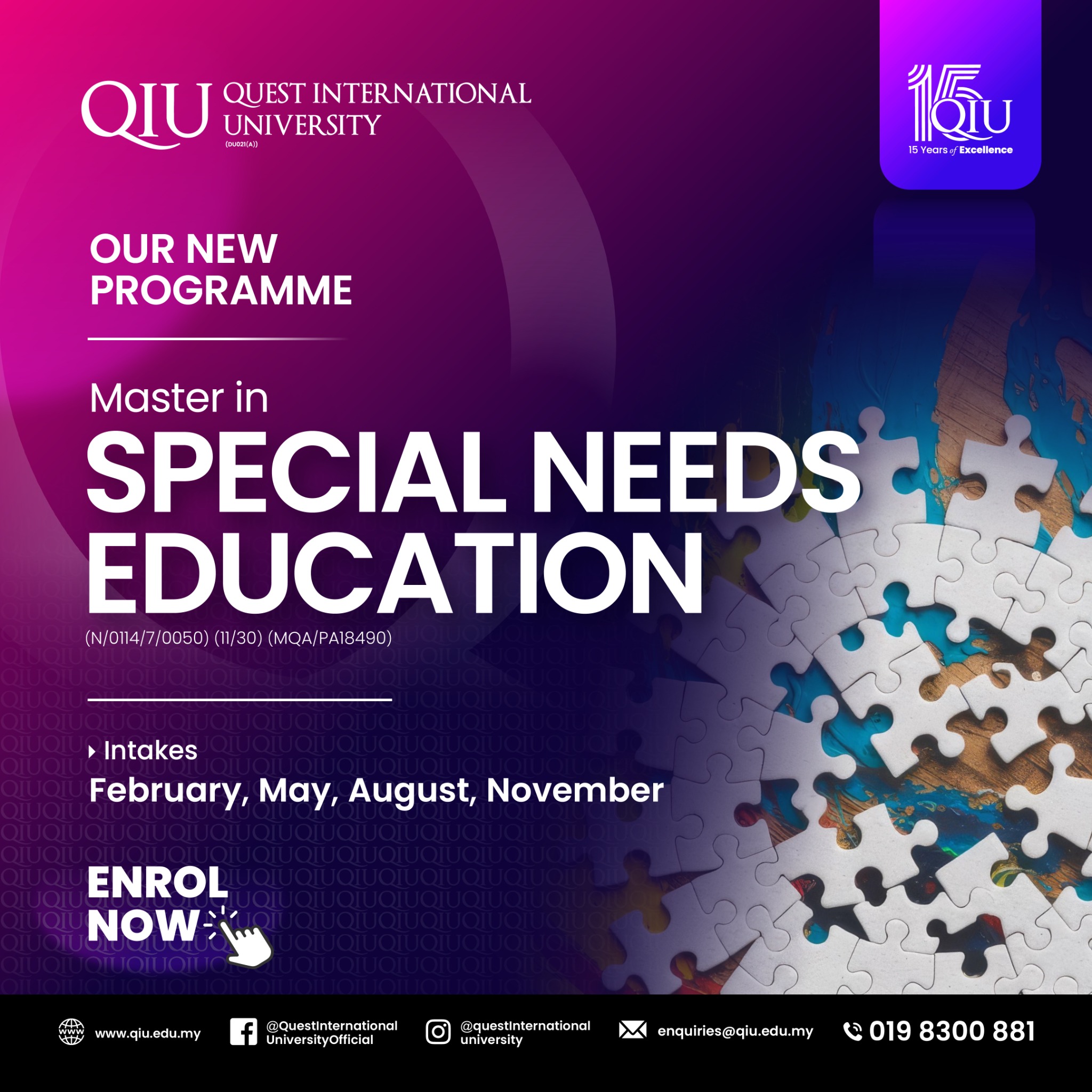 Quest International University Facebook ad: Advance your academic and professional journey with Quest…