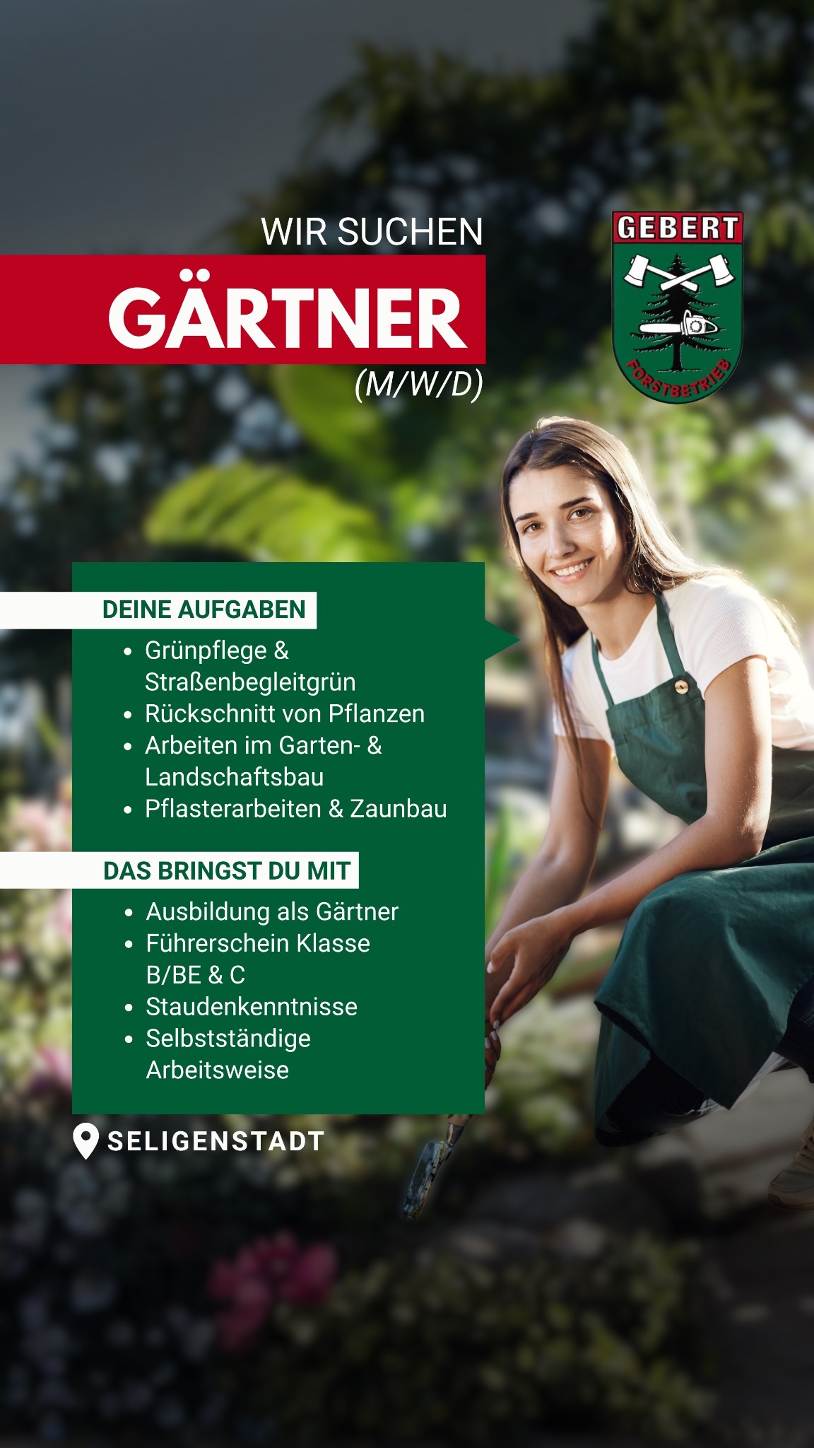 Forstbetrieb Gebert Facebook ad from Apr 10, 2026