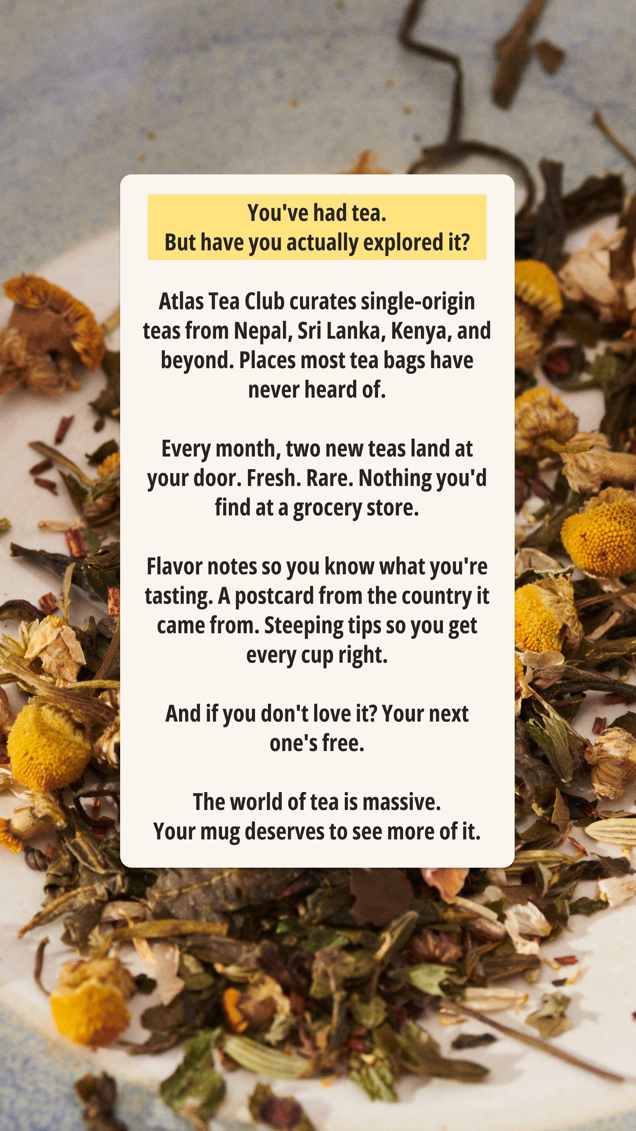 Atlas Tea Club Facebook ad