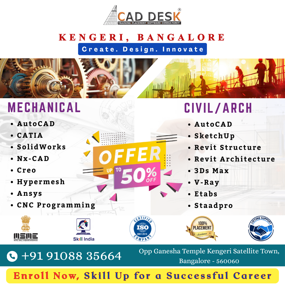 Caddesk, Kengeri Bangalore Facebook ad: Mechanical & Civil CAD Courses, Admissions Open