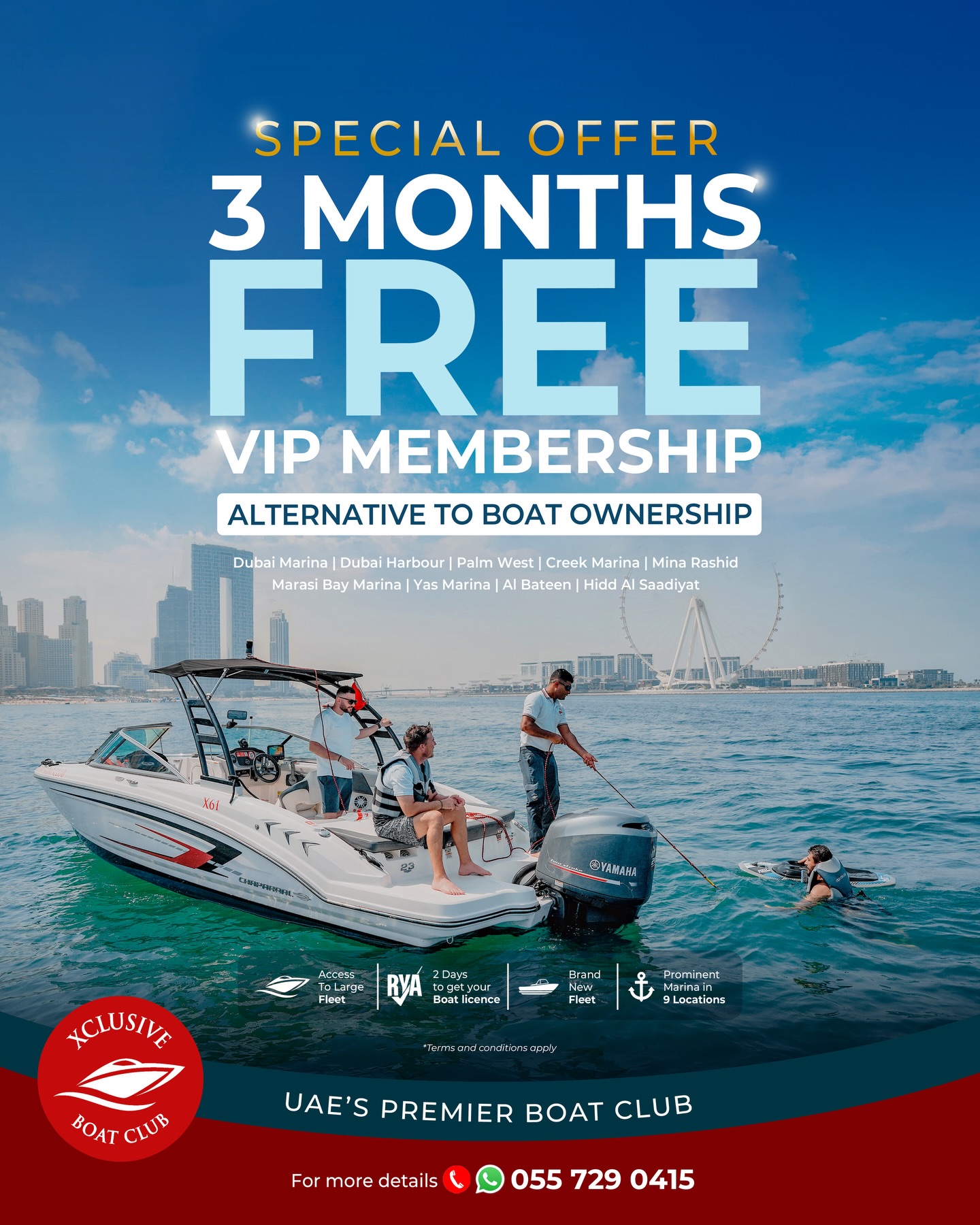 Xclusive Boat Club Facebook ad: Upgrade Your Lifestyle with 3 Months FREE VIP…