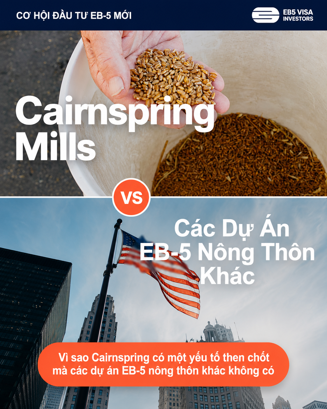 EB-5 Visa Investors Facebook ad: Cairnspring Mills là nhà sản xuất bột mì…