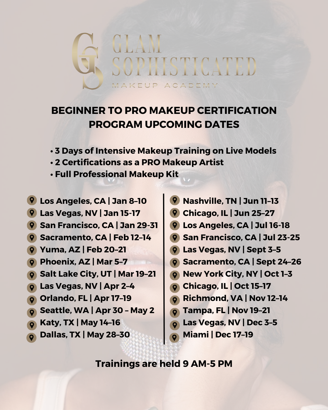 Glam Sophisticated Makeup Academy Facebook ad