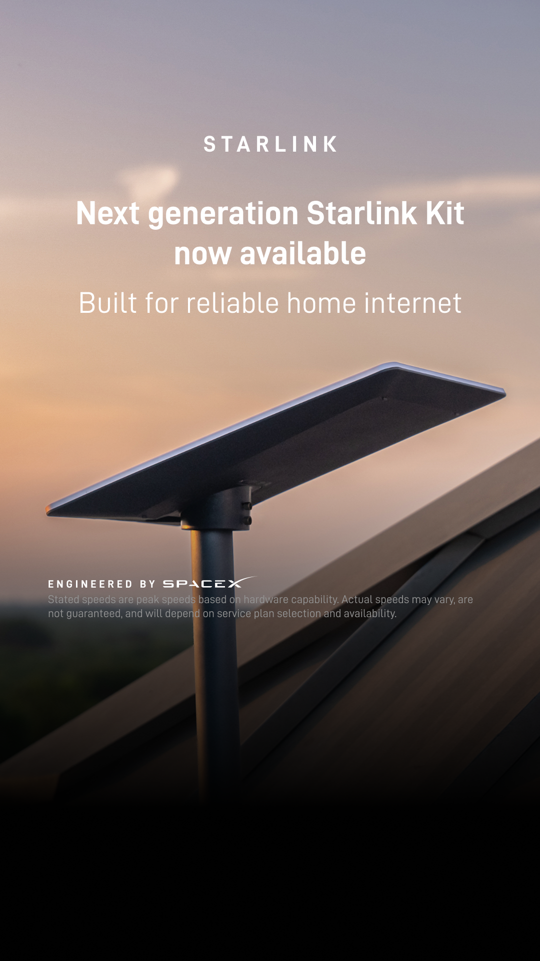 Starlink Facebook ad: Available in select areas.