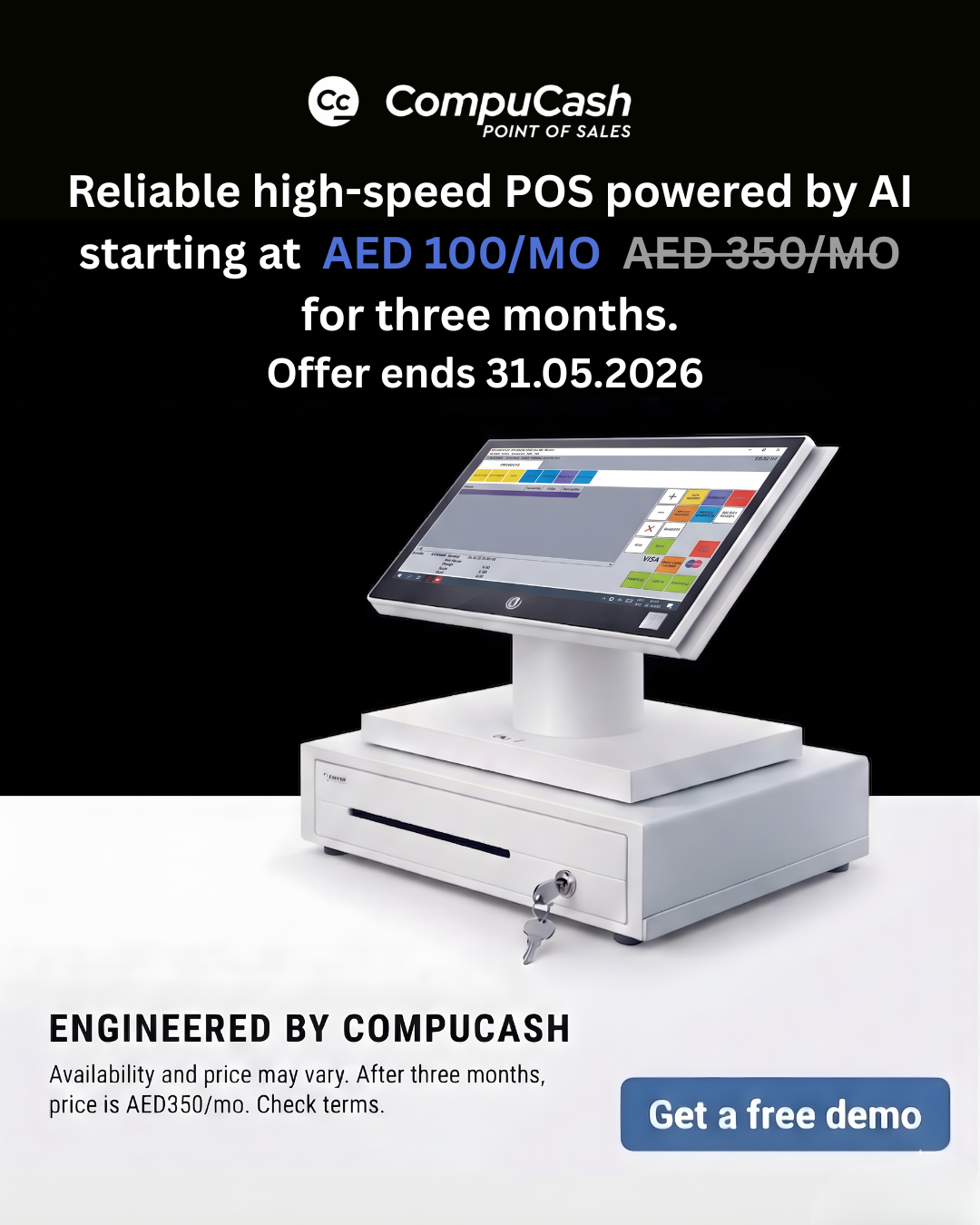 CompuCash POS UAE Facebook ad: Running a restaurant, cafe or retail shop in…
