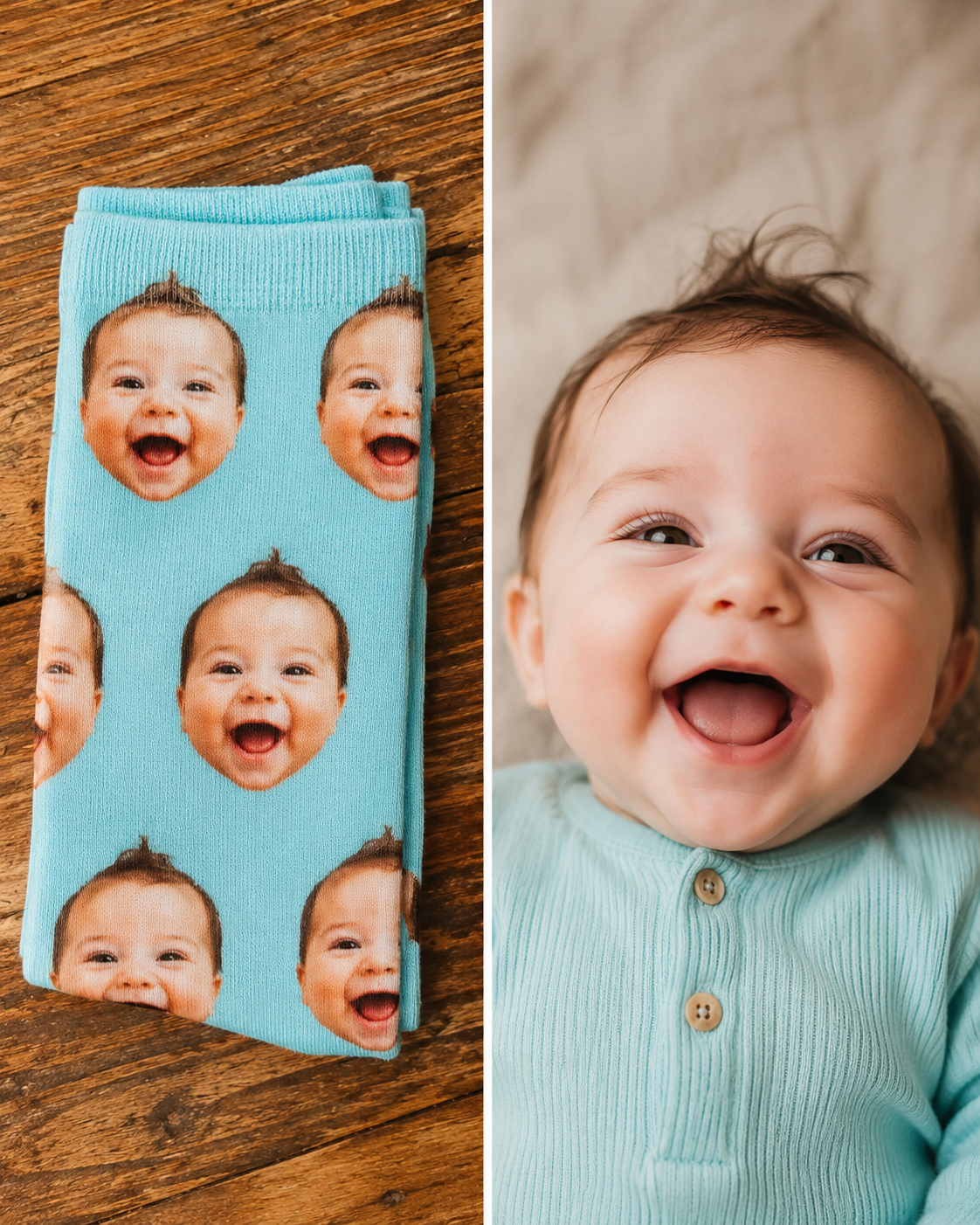Sockchen.de Facebook ad: Personalisierte Socken, jedes Gesicht auf Socken!