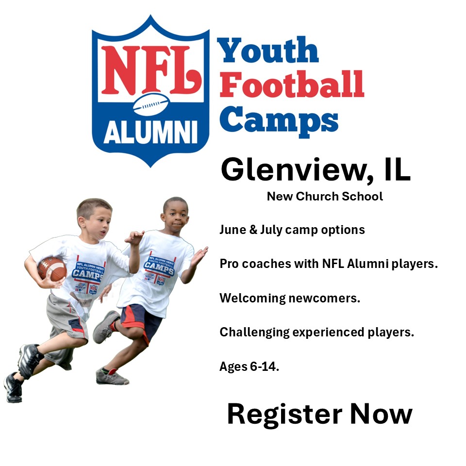 Chicago NFL Alumni Youth Football Camps Facebook ad: Glenview area families, a new 5 full-day and…