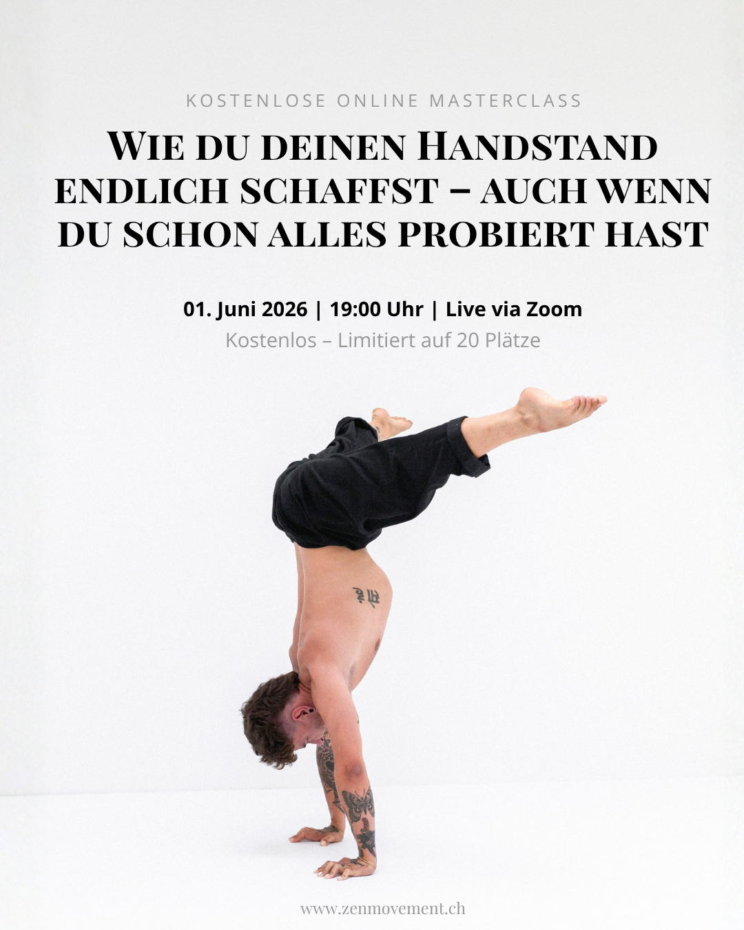 Zen Movement Facebook ad: Kostenlose Handstand Masterclass