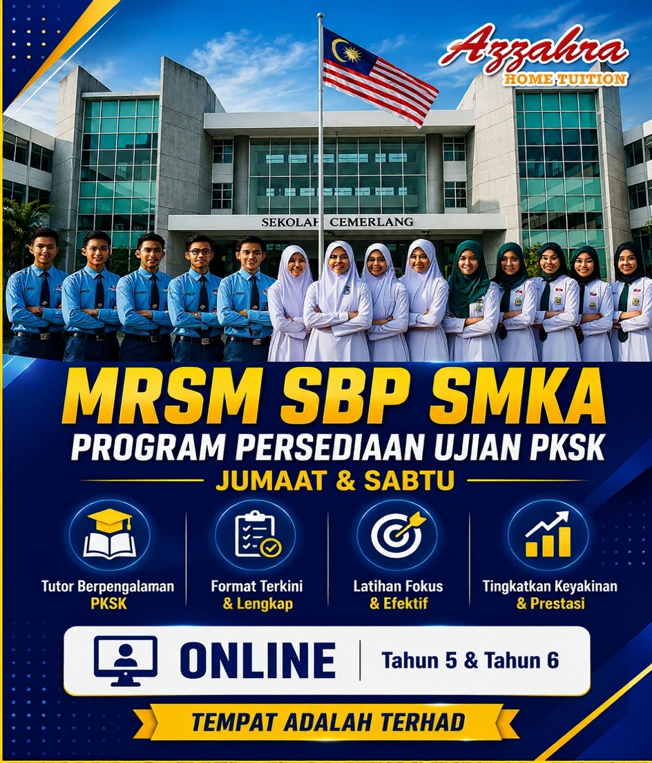Azzahra Home Tuition HQ Facebook ad: Bantu anak bina keyakinan sebelum peperiksaan sebenar.