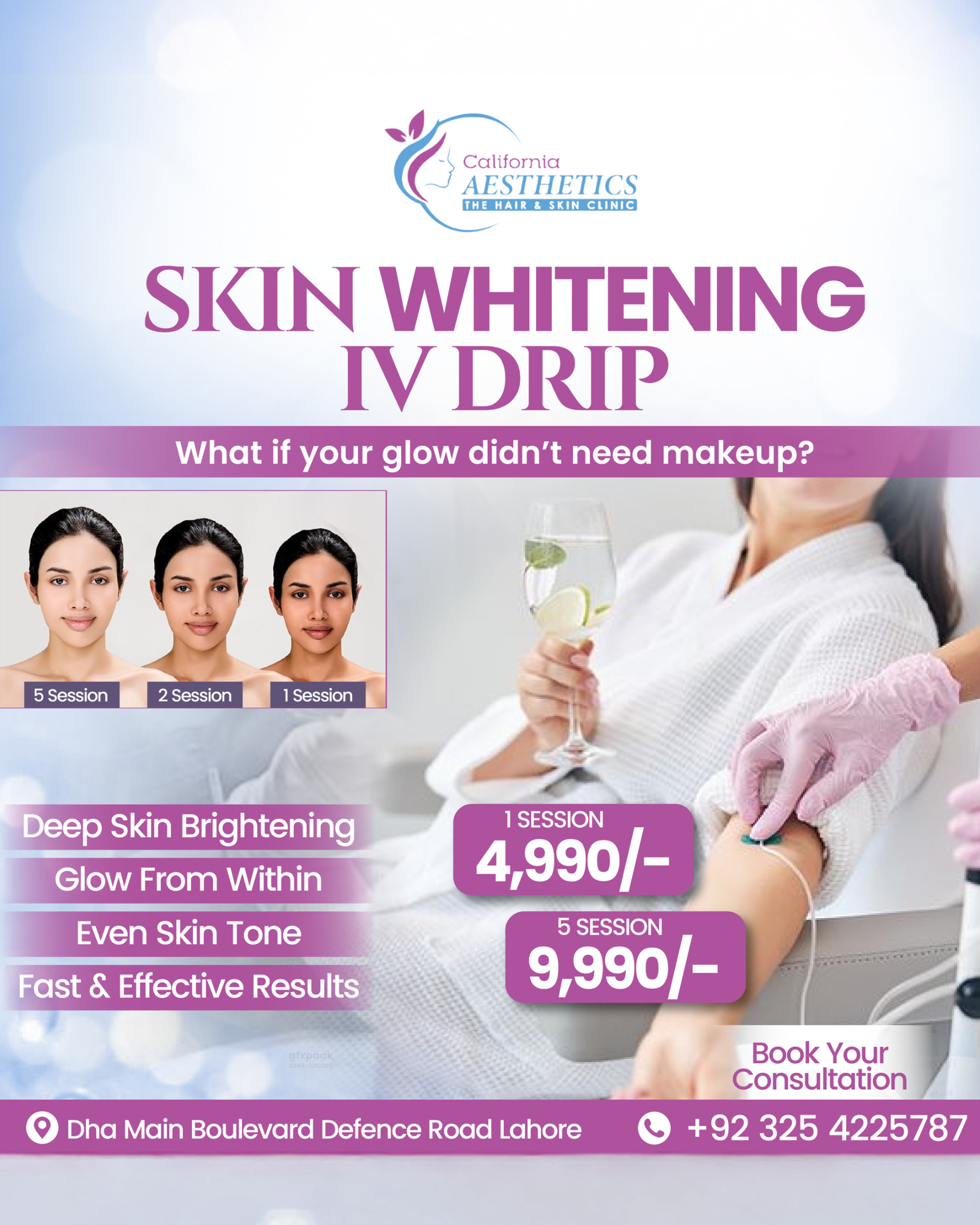 California Aesthetics Facebook ad: Lahore Ladies SKIN WHITENING IV DRIP