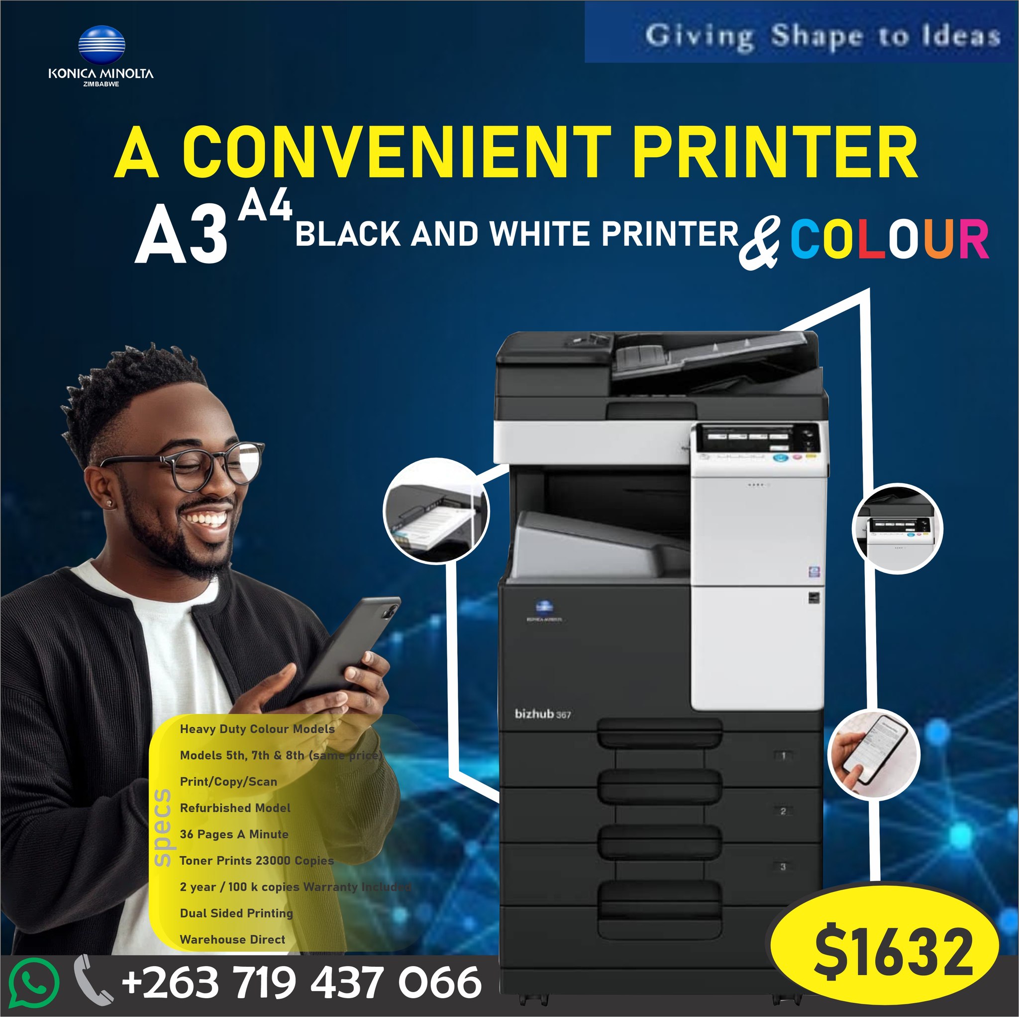 Konica Minolta Zimbabwe Facebook ad: Our bizhub colour machines provide your school, office…