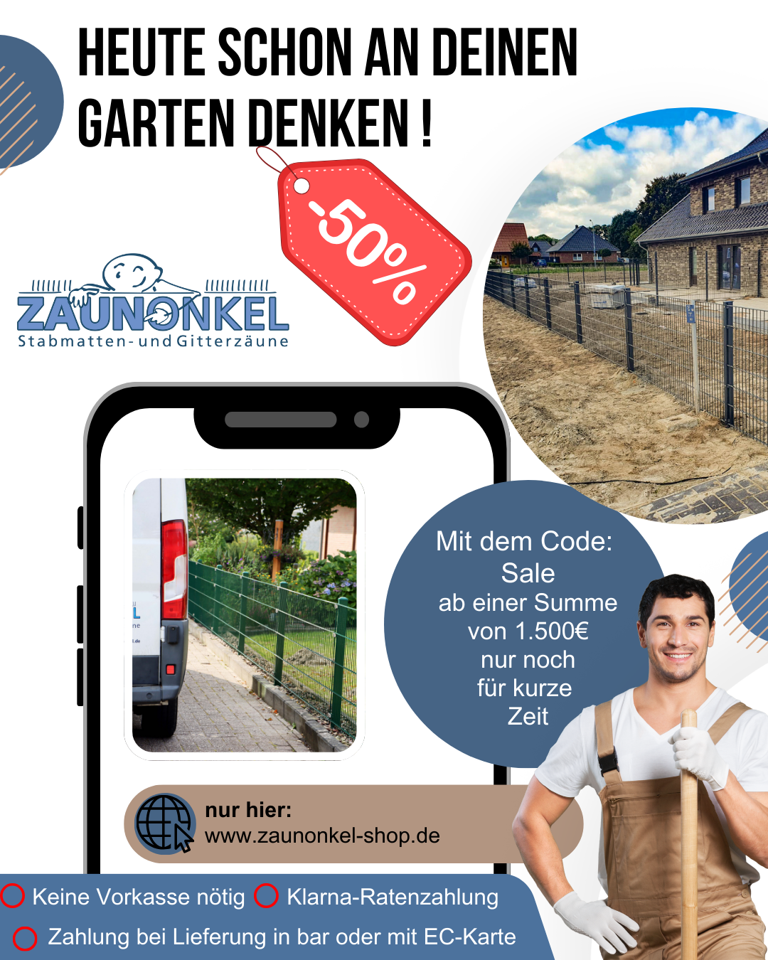 Zaunonkel-Süd Facebook ad: 50% auf alles Code SALE