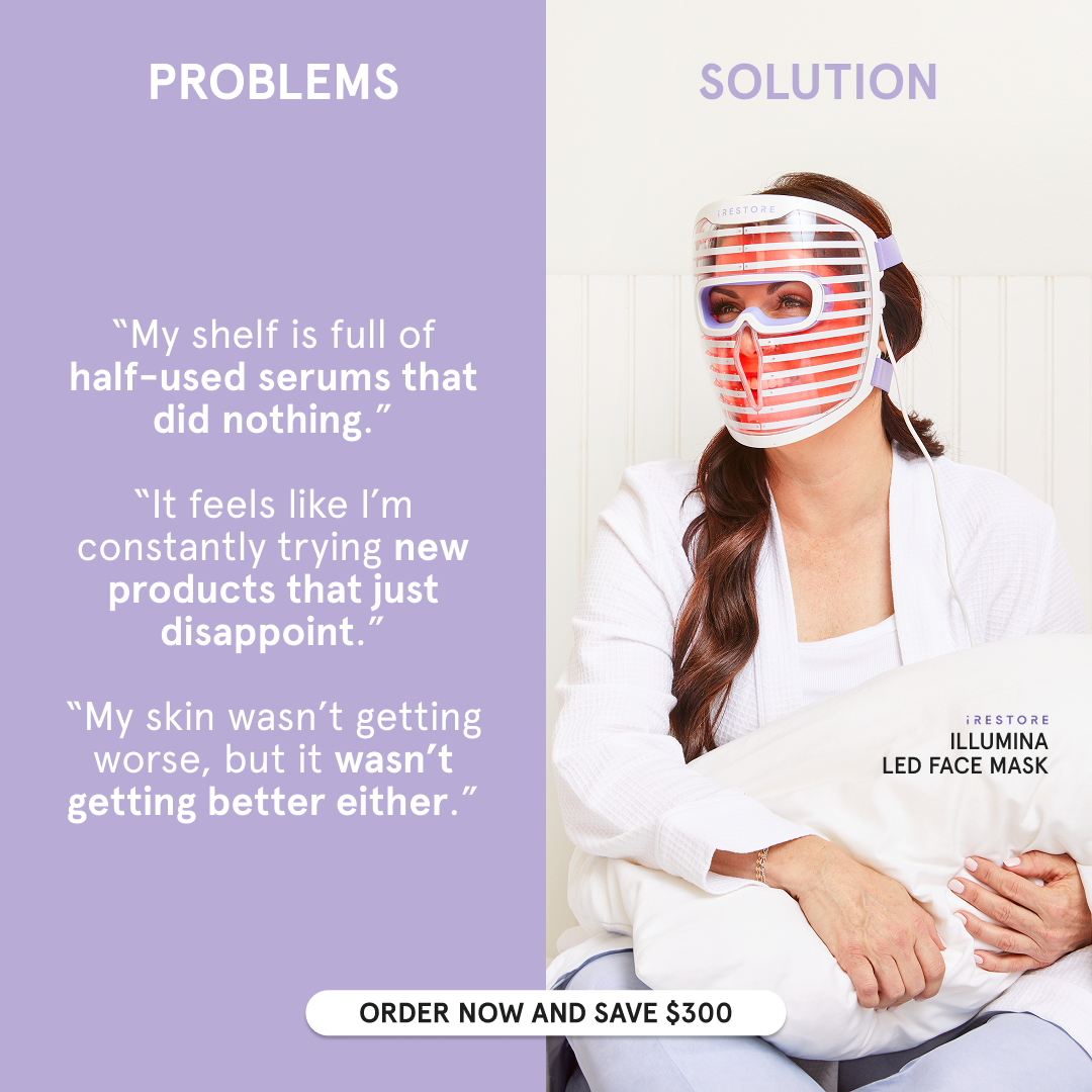 Wellness Rewired Facebook ad: The iRESTORE Illumina Face Mask is Superior!