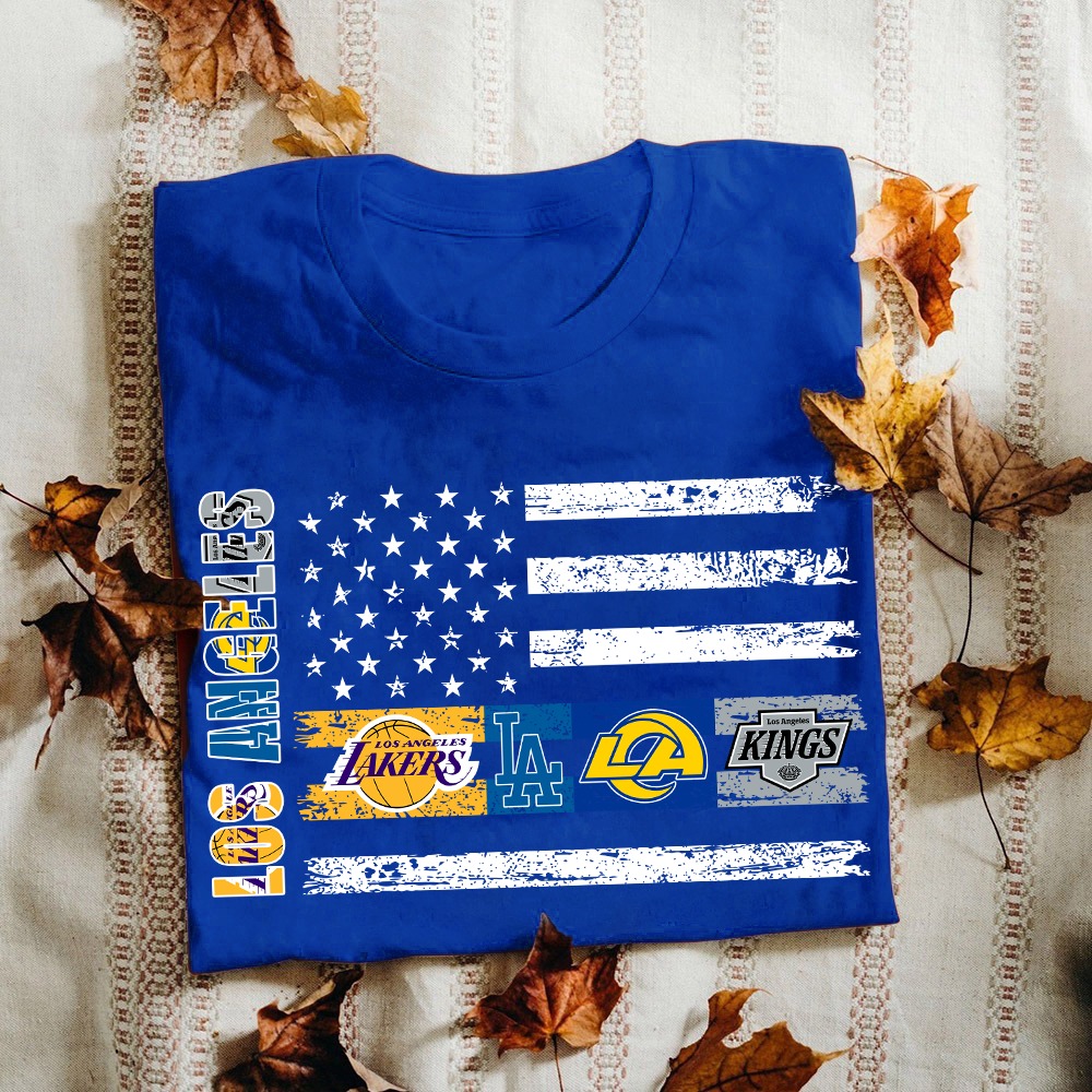 Sport Fans Facebook ad: Los Angeles Sports American Flag Fan T-Shirt