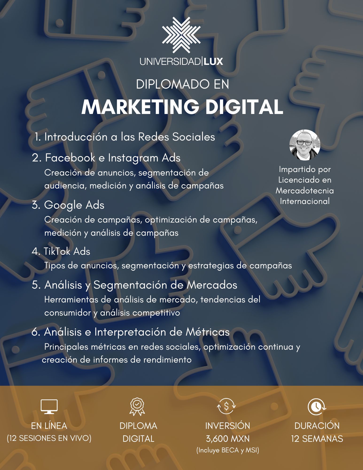 Universidad Lux Educación Continua Facebook ad: DIPLOMADO EN MARKETING DIGITAL