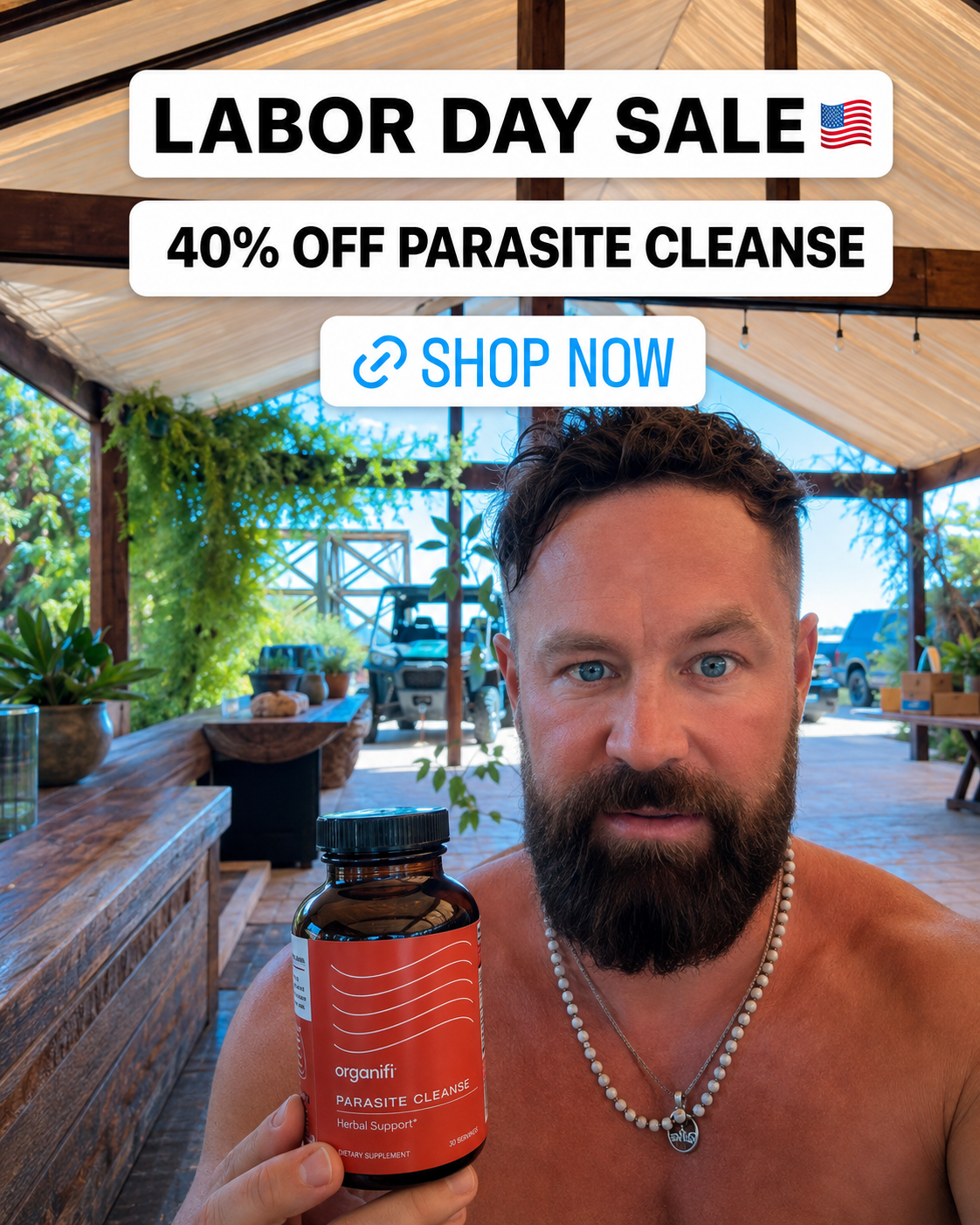 Drew Canole Facebook ad: 7 Days to a Cleaner Gut 40% OFF Parasite Cleanse