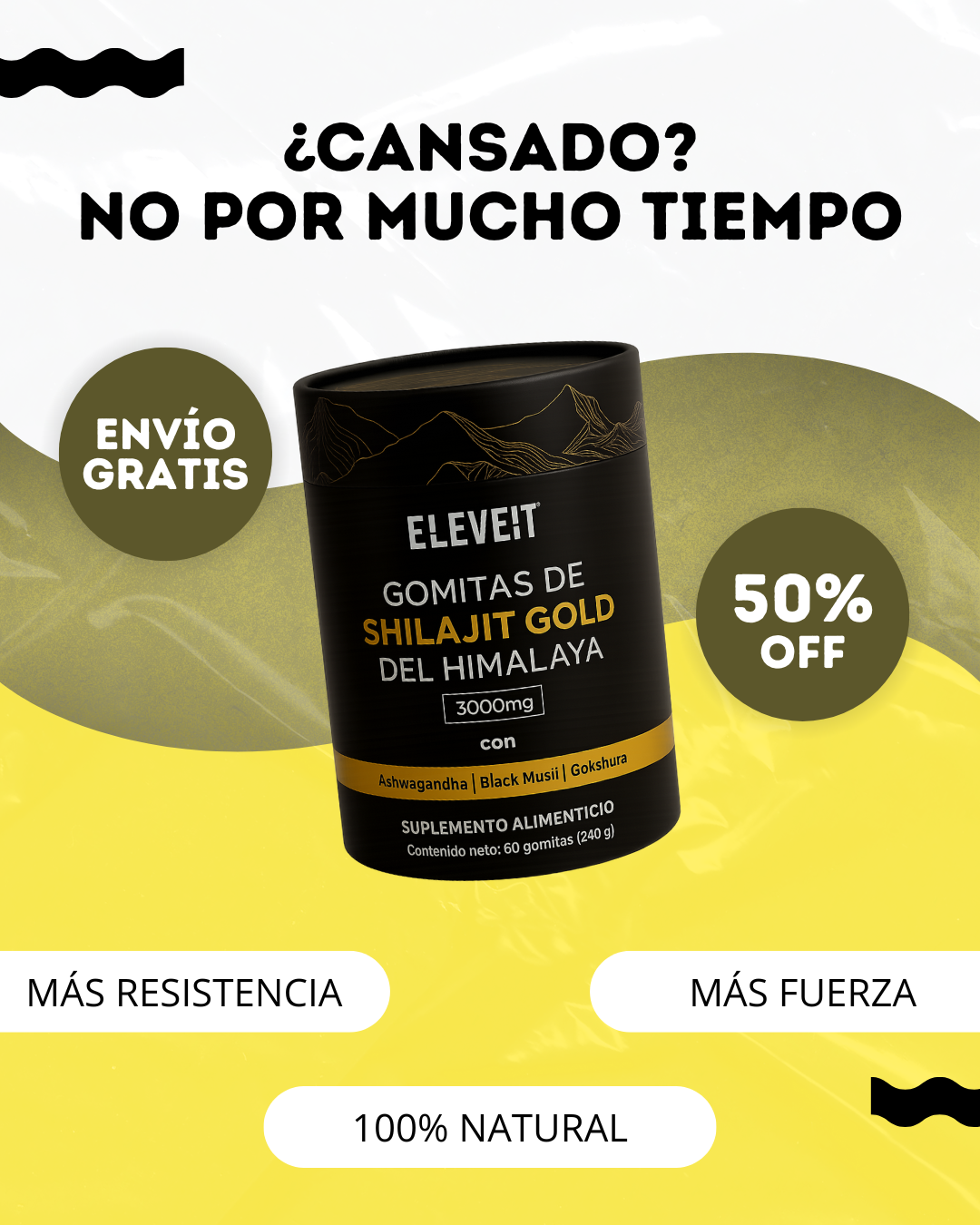 Eleveit MX Facebook ad: Energía masculina hecha gomita