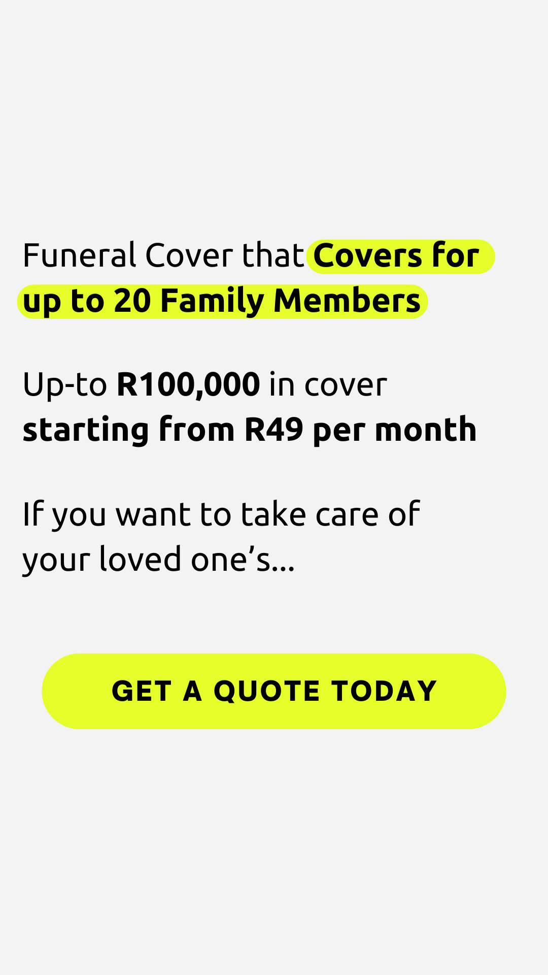 Funeral Cover SA Facebook ad