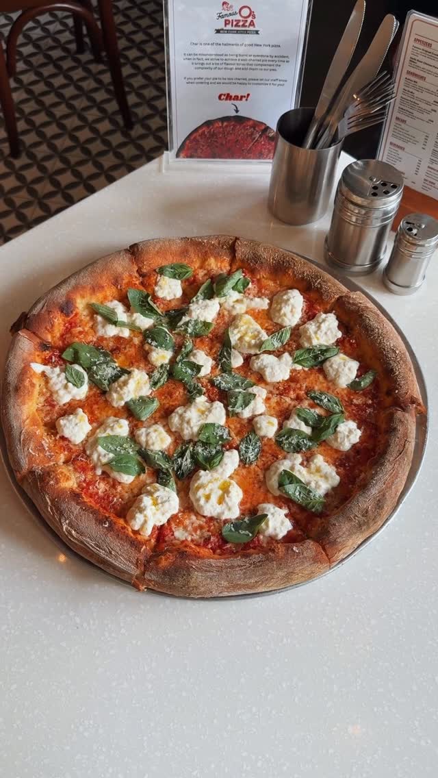 Famous O's Pizza Facebook ad: Burrata basil parmesan and EVOO