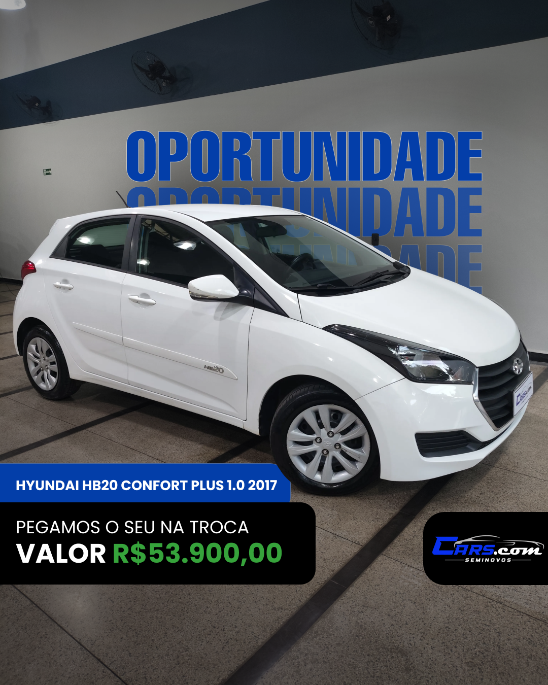 Cars.comseminovos Facebook ad: Hyundai HB20 Confort Plus 1.0 2017