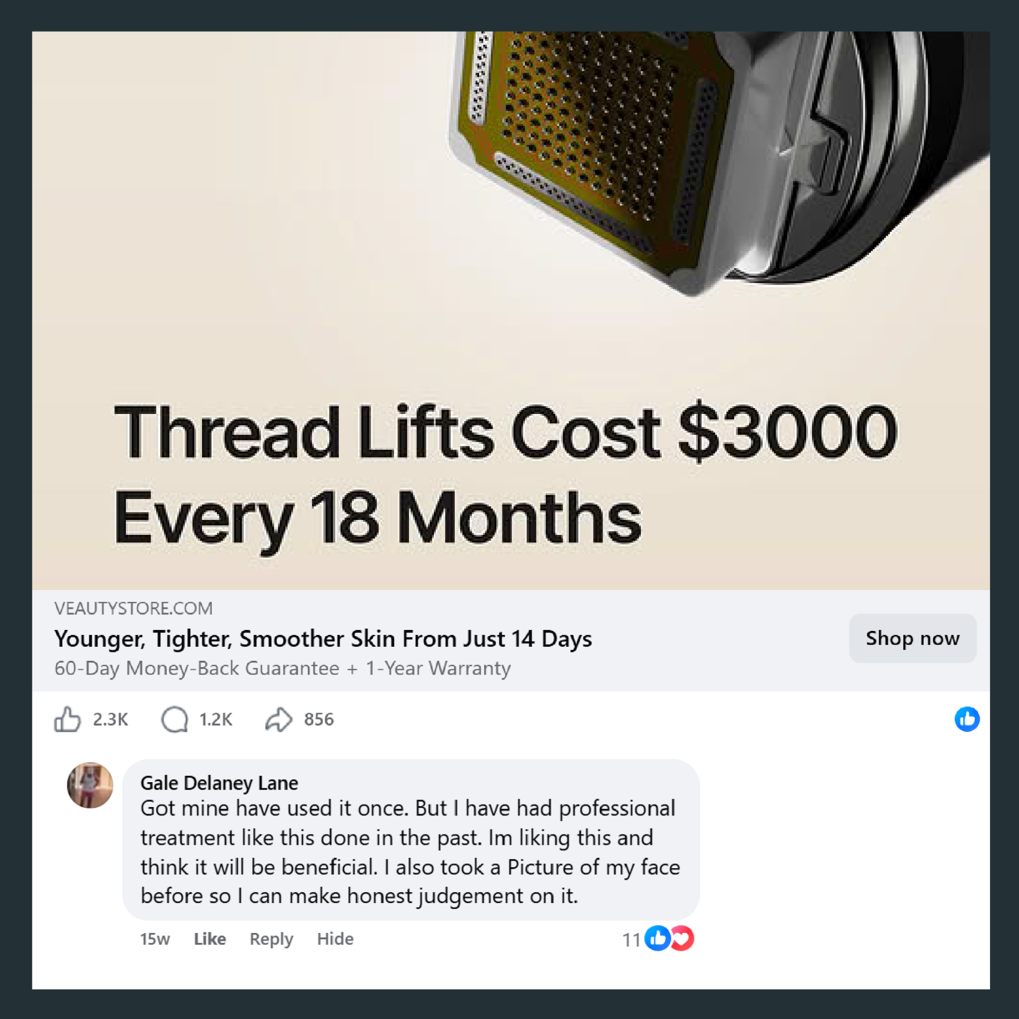 Veauty Facebook ad