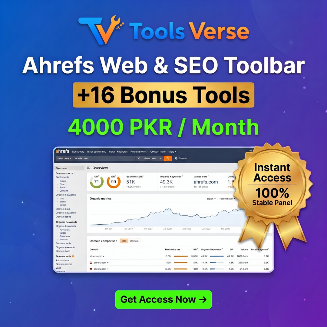 Tools Verse Facebook ad: Ahrefs Toolbar + 16 Bonus Tools (Rs 4,000/Month)