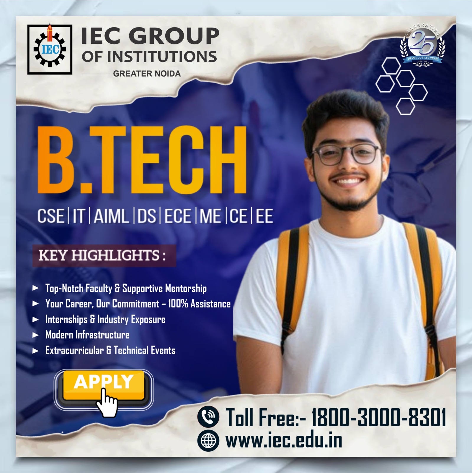 IEC Group of Institutions Facebook ad: B.Tech Admissions Open 2026
