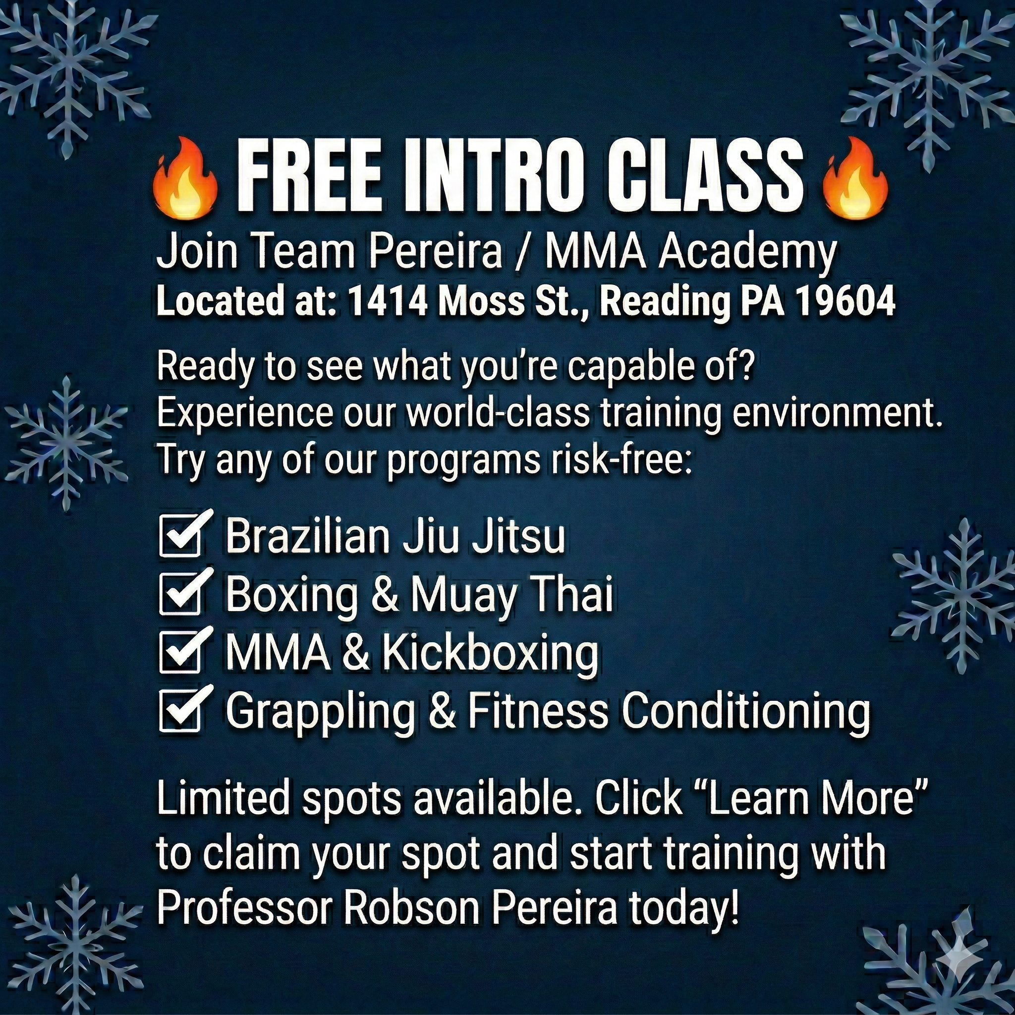 Team Pereira /Jucao- Mixed Martial Arts Academy Facebook ad: Try a Class for FREE at Team Pereira / MMA Academy, No…