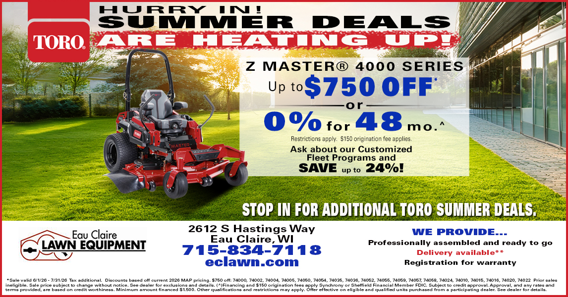 Eau Claire Lawn Equipment LLC Facebook ad from Jun 2, 2026