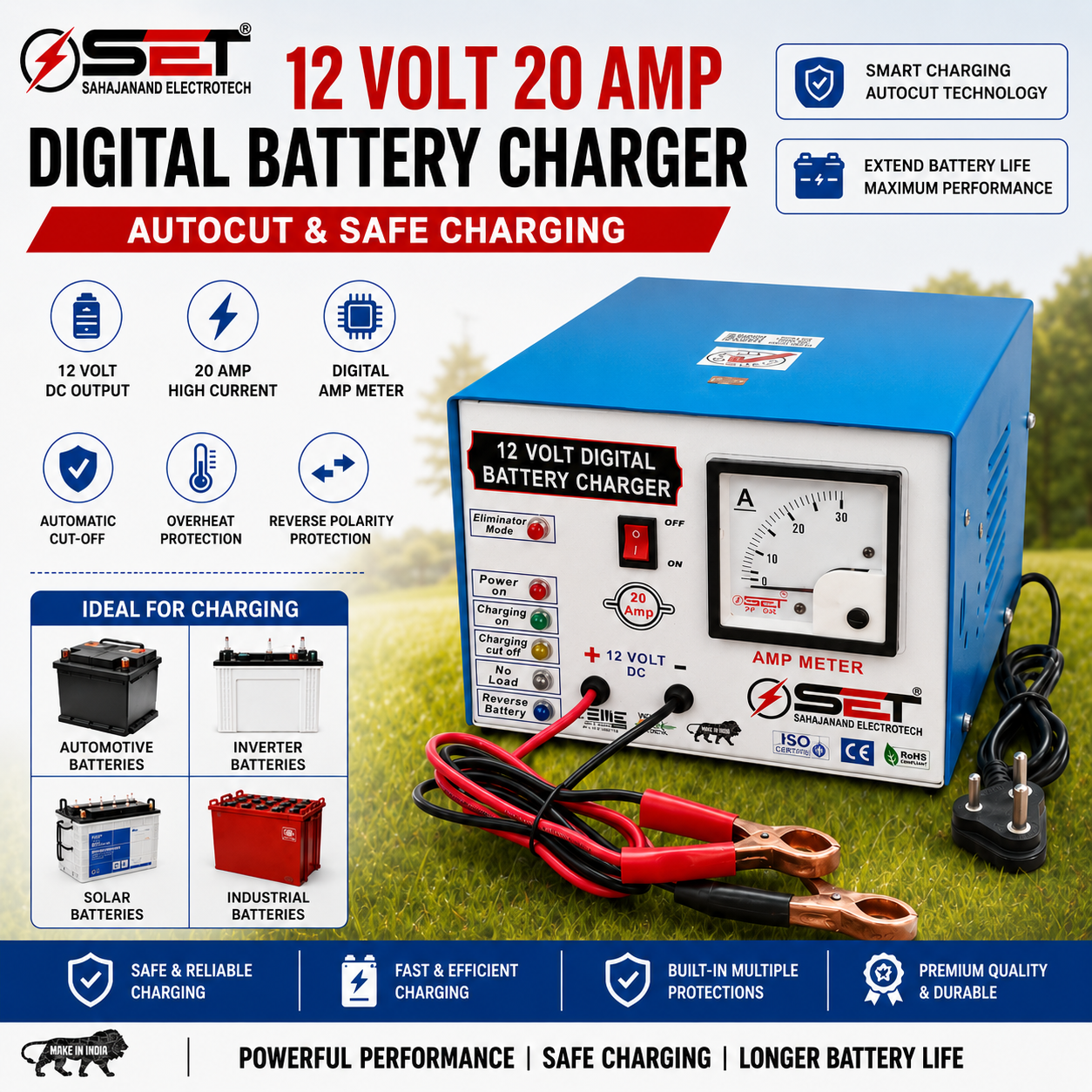 Sahajanand Electrotech Facebook ad: Buy Set 12 Volt 20 Amp Digital Battery Charger