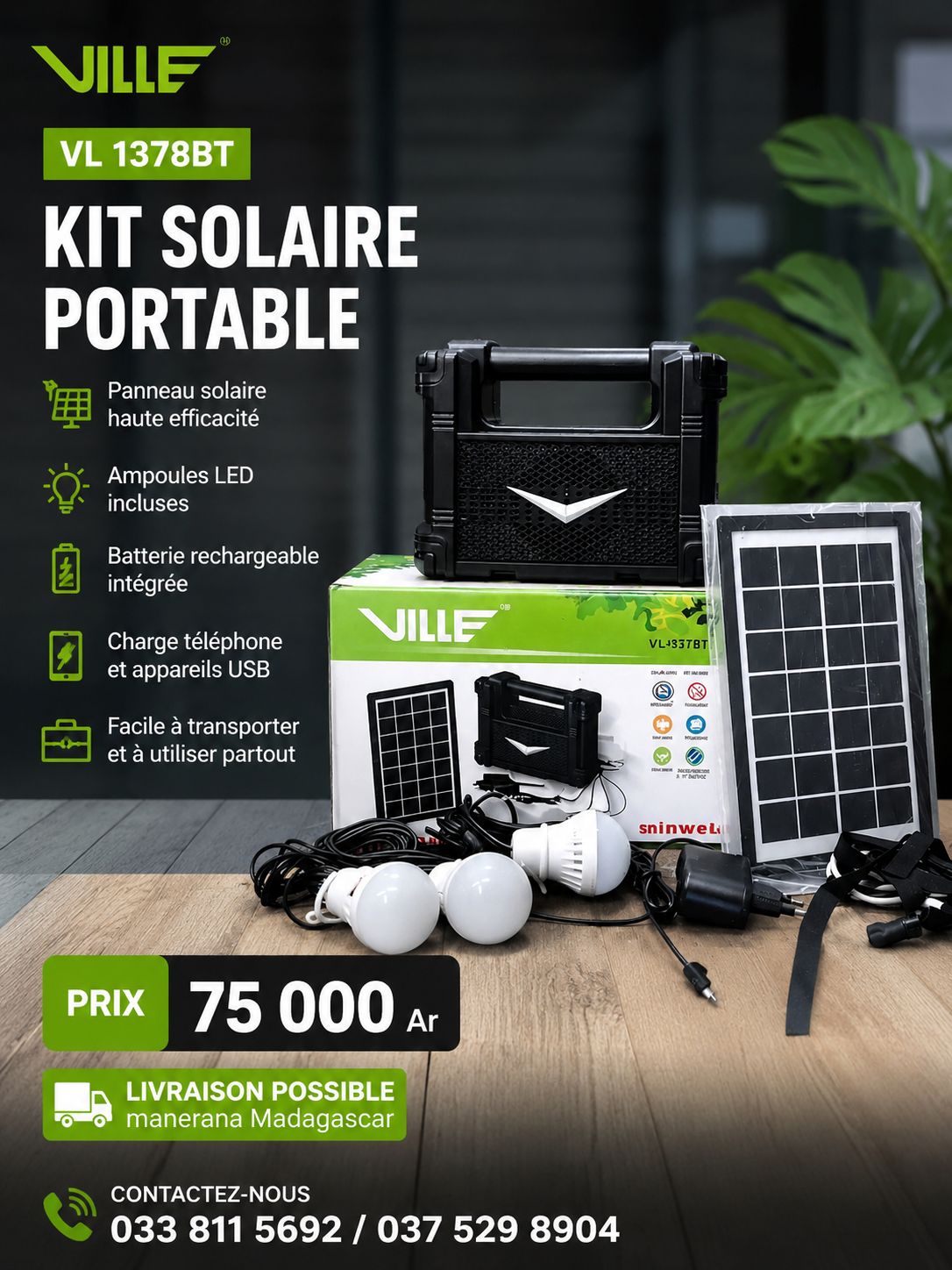 Sanyah mada Facebook ad: Kit solaire portable VL 1378BT