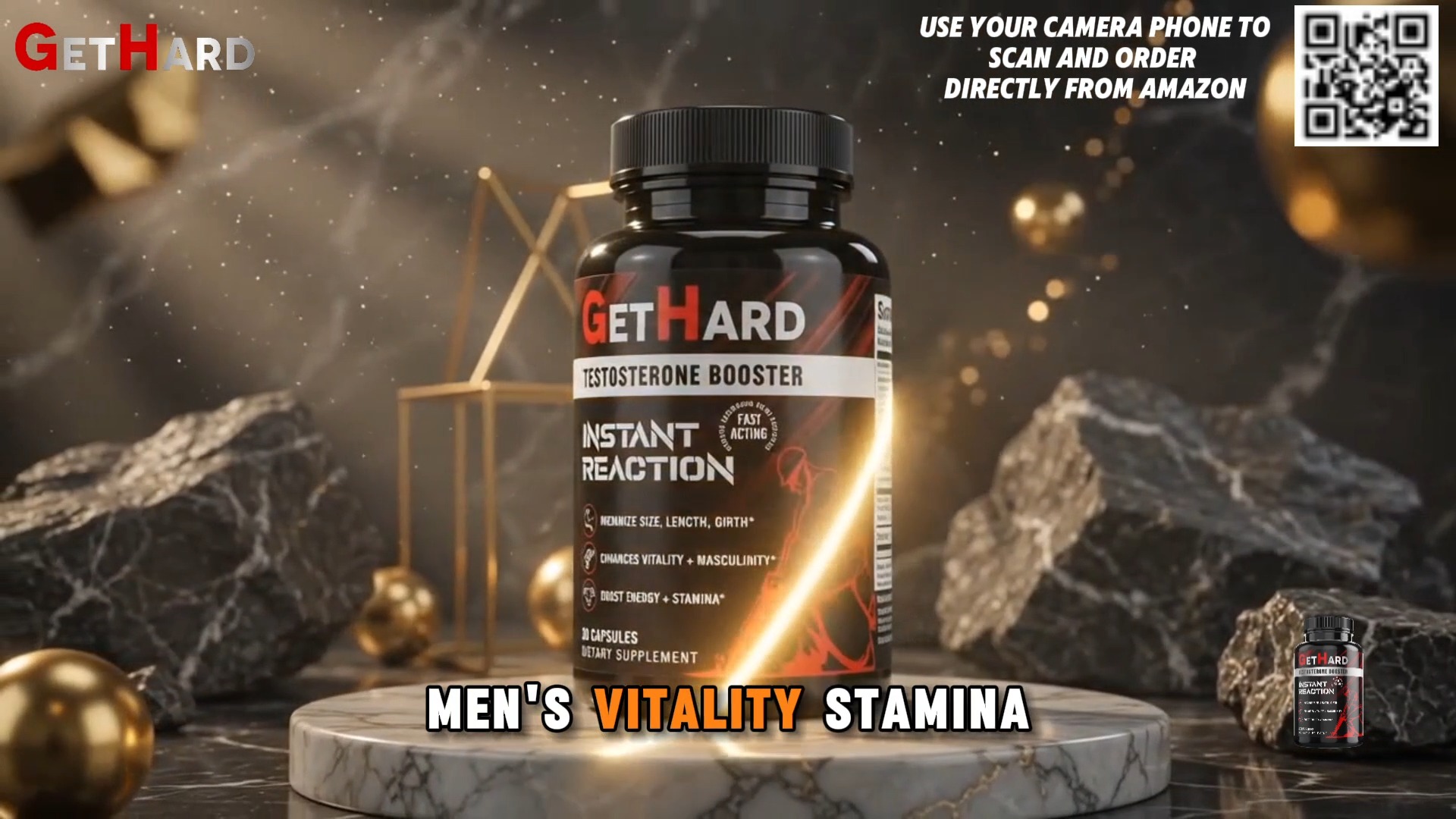 GetHard MultiVitamins Facebook ad: GETHARD Male Performance + MultiVitamins, Maximize Size…