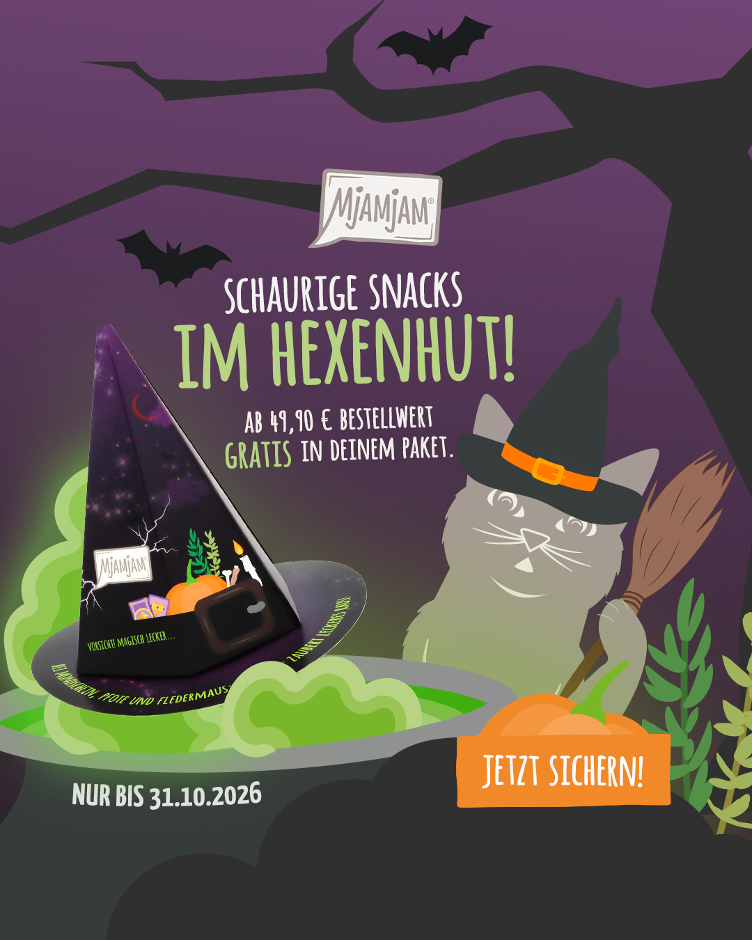MjAMjAM Petfood Facebook ad: Snacktastisches Halloween!