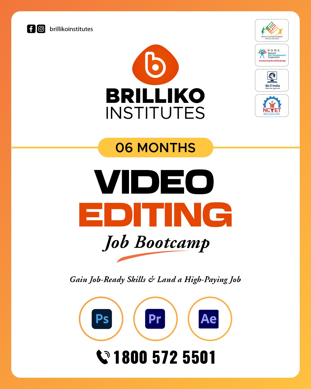Brilliko Multimedia Institutes Facebook ad: Learn Professional Video Editing with AI Tools